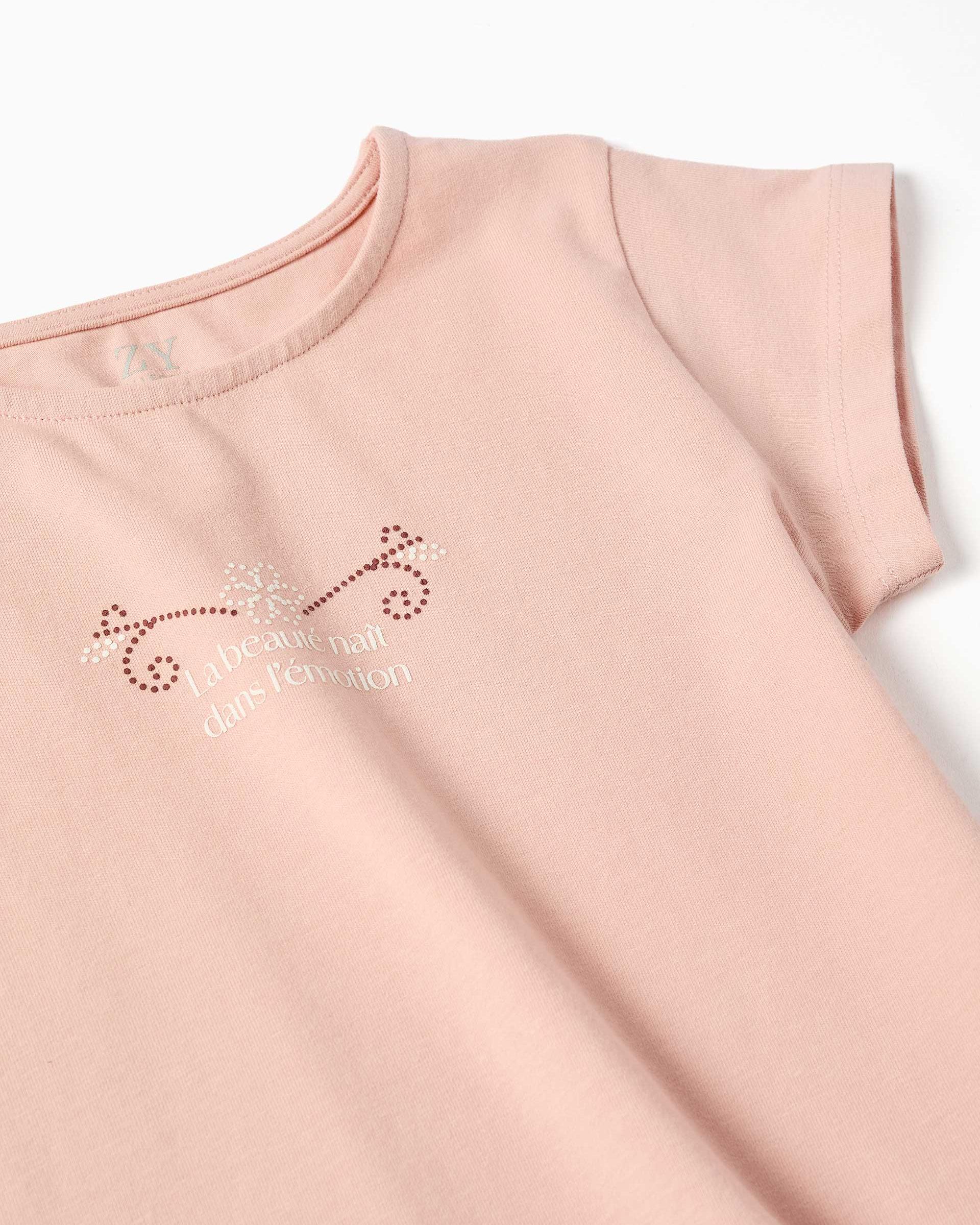 Camiseta de niña de algodón y con volantes - Zippy - Rosa Rosa-2