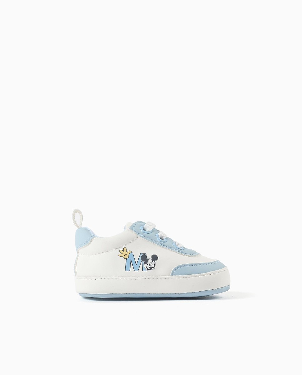 Imagen 0 de Pepitos de bebé niño con suela blanda y estampado mickey Azul claro