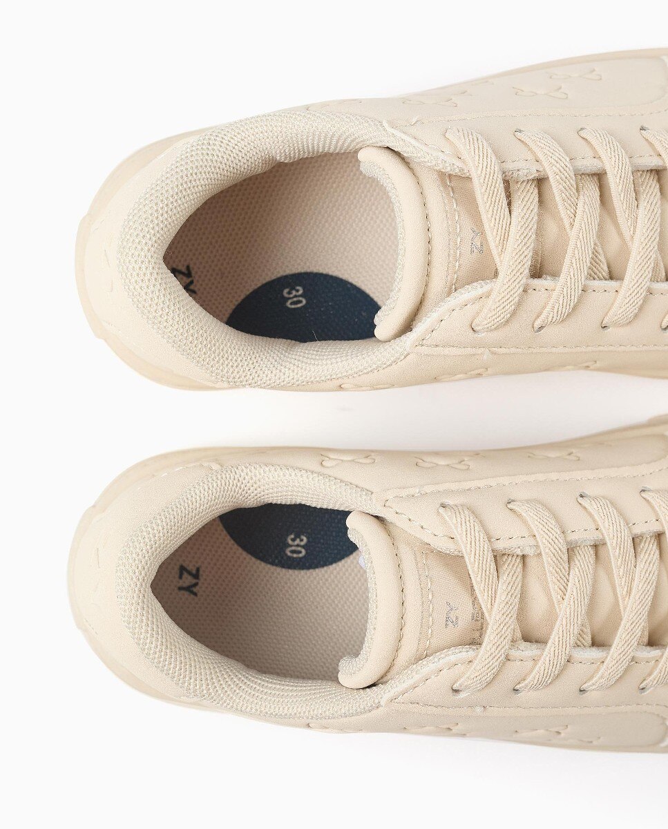 Zapatillas bajas de niña con cordones elásticos y suela antideslizante - Zippy - Beige Beige-3