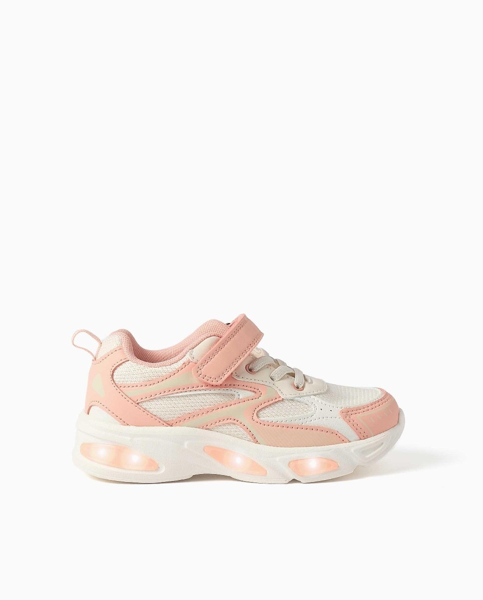 Zapatillas de luces de niña con suela antideslizante - Zippy - Rosa Rosa-1