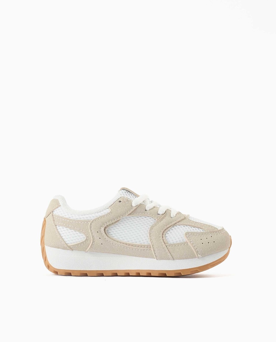 Imagen 0 de Zapatillas bajas de niña con cordones y suela antideslizante Beige