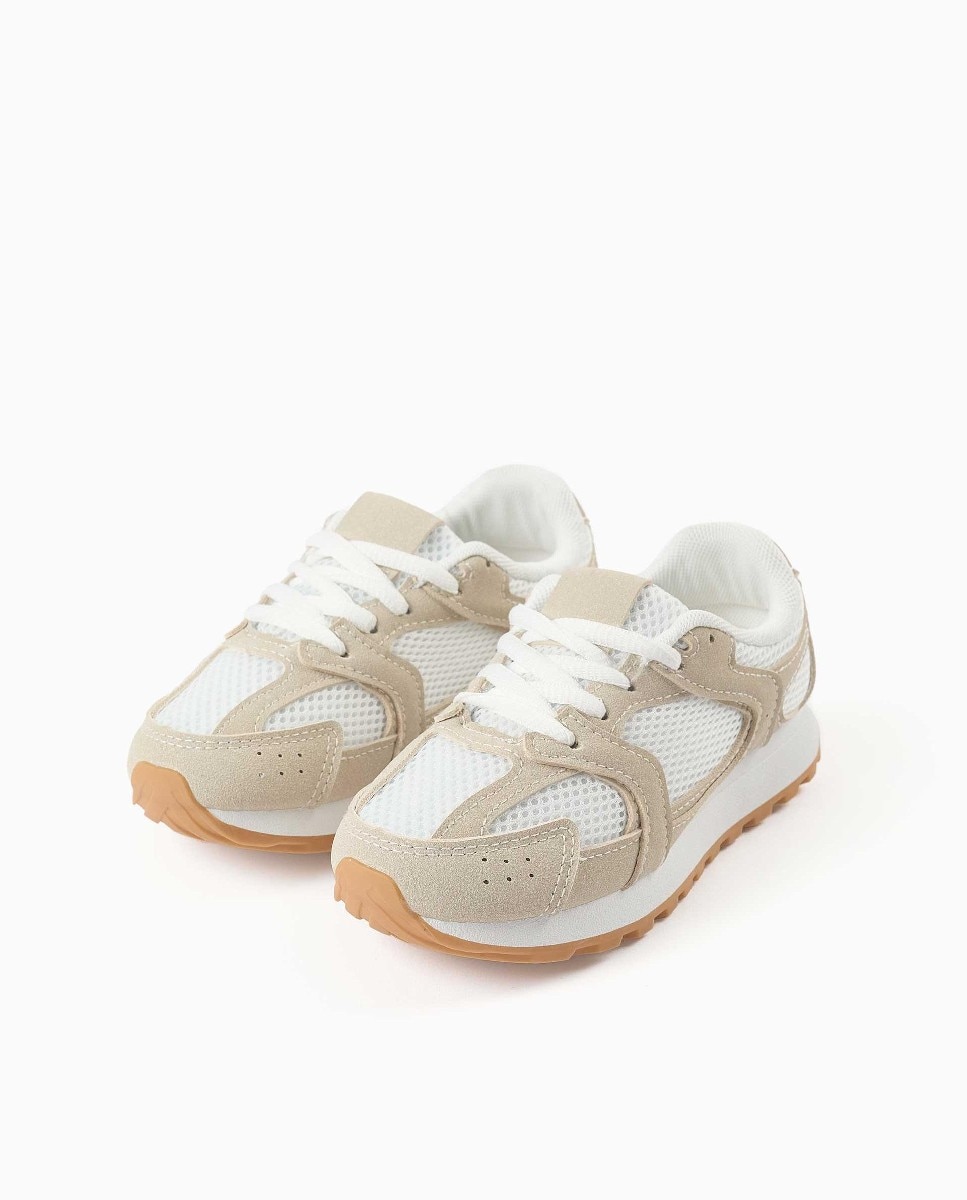 Zapatillas bajas de niña con cordones y suela antideslizante - Zippy - Beige Beige-2
