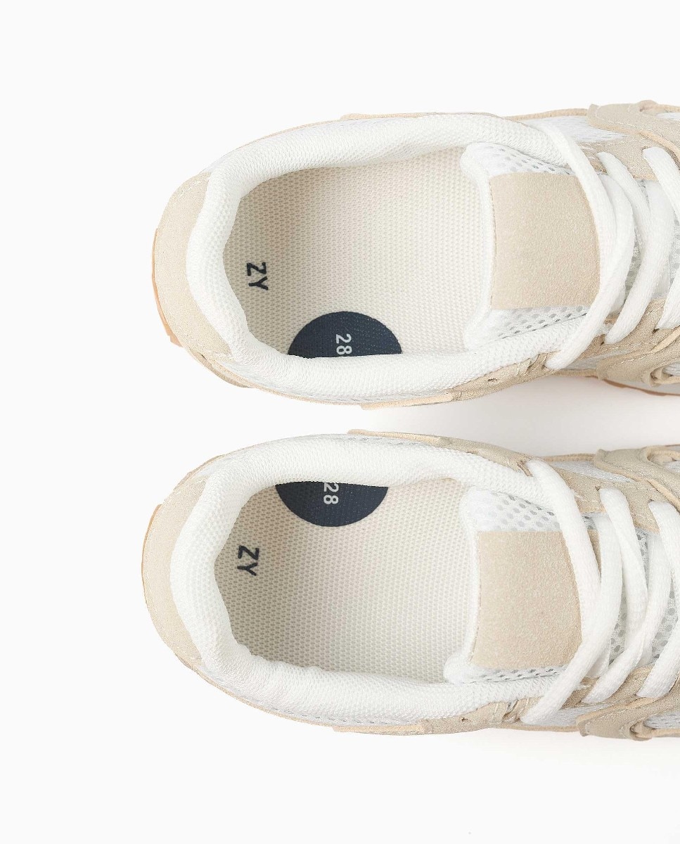 Zapatillas bajas de niña con cordones y suela antideslizante - Zippy - Beige Beige-3