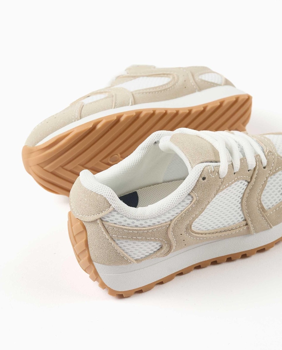 Zapatillas bajas de niña con cordones y suela antideslizante - Zippy - Beige Beige-4