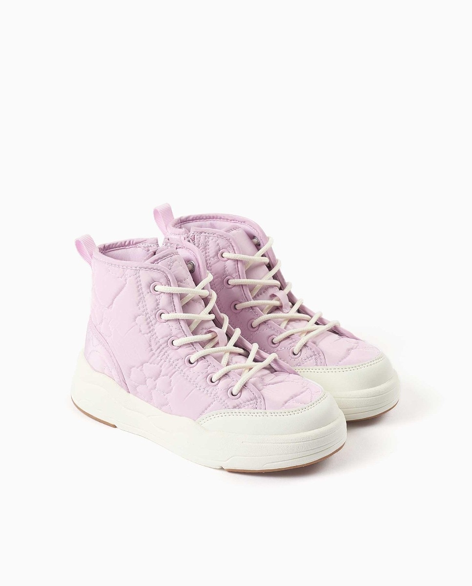 Zapatillas altas de niña acolchadas y con cordones - Zippy - Purpura Purpura-2