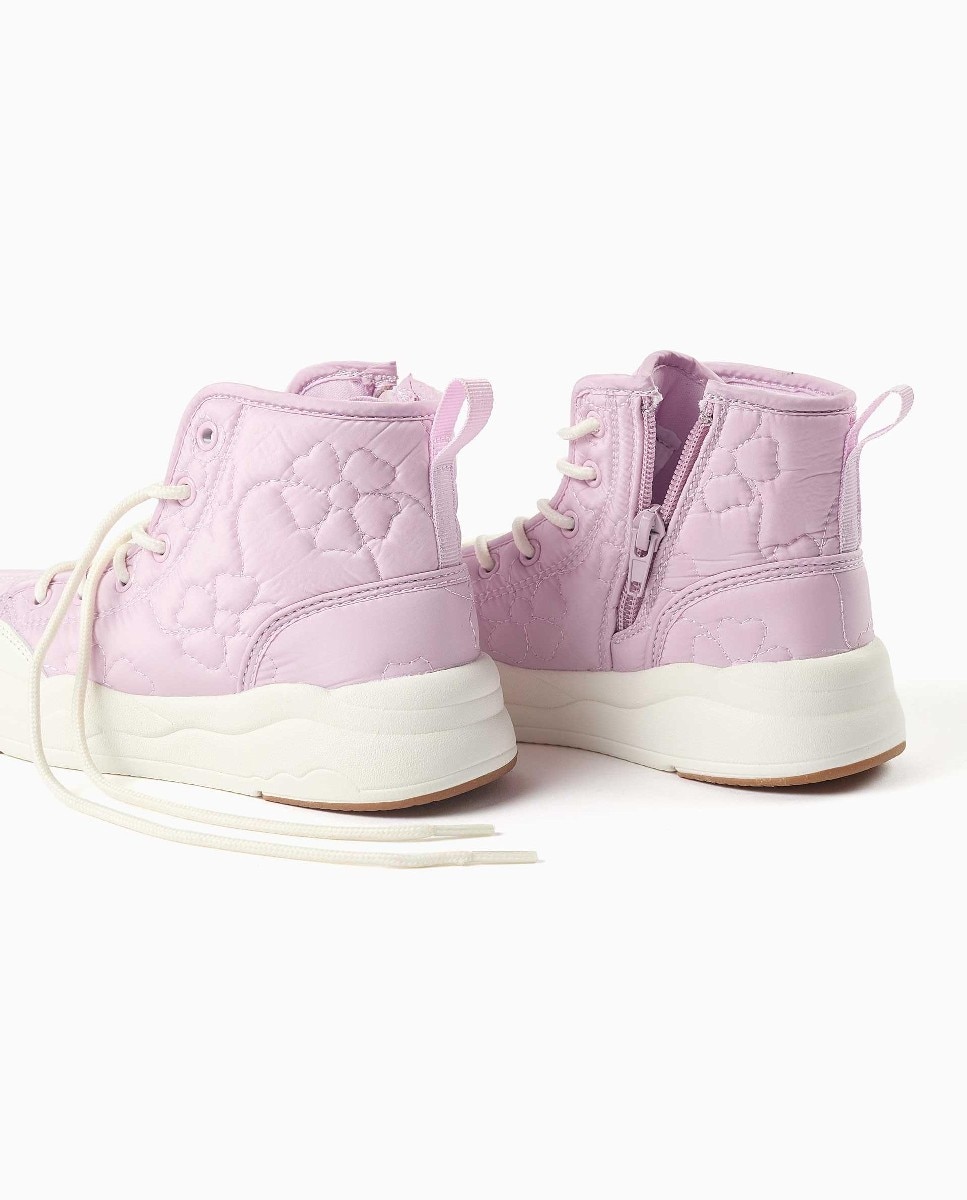 Zapatillas altas de niña acolchadas y con cordones - Zippy - Purpura Purpura-4