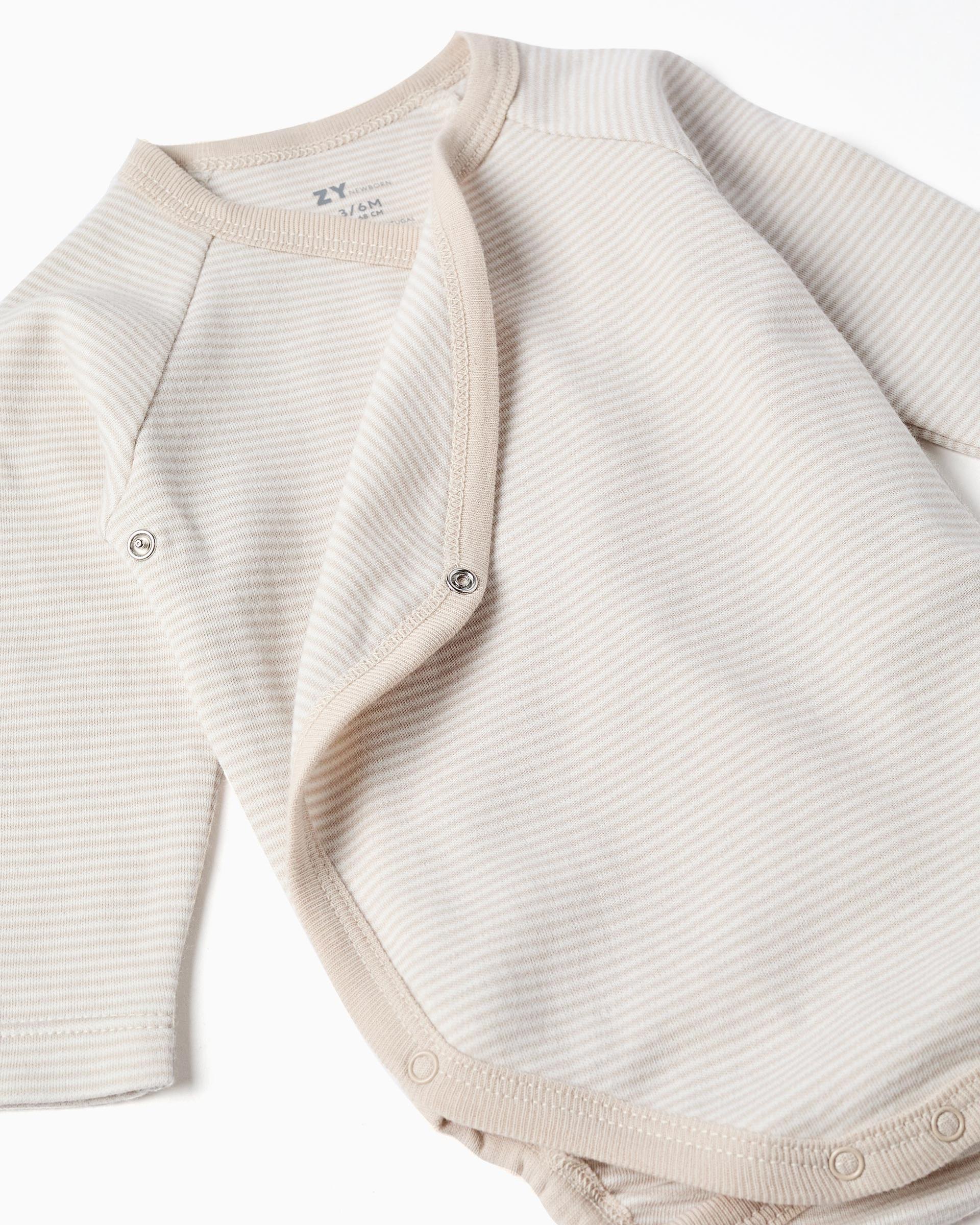 Imagen 2 de Pack de 3 bodies de bebé 100% algodón y con automáticos - Zippy - Beige Beige