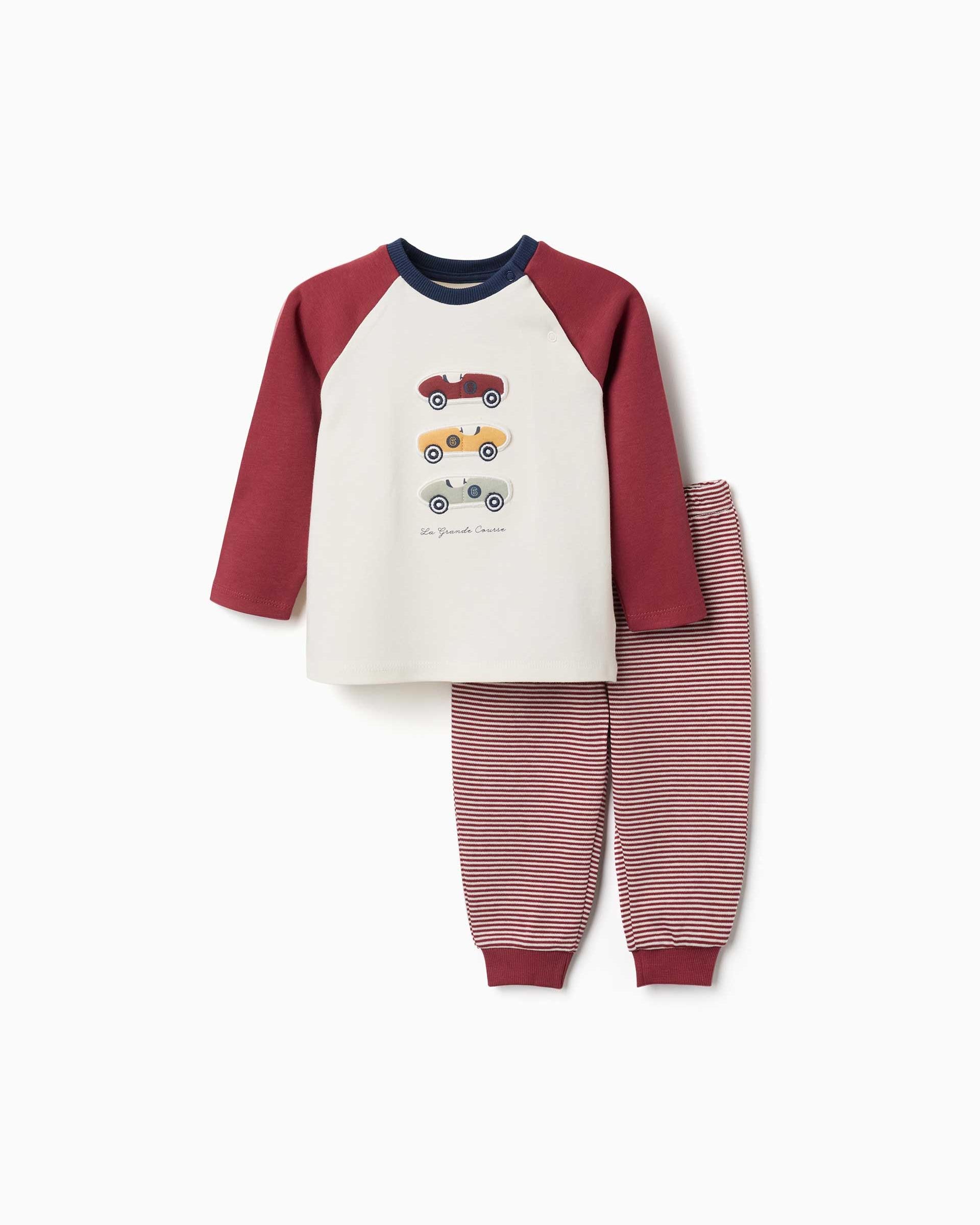 Imagen 0 de Pijama de bebé niño 100% algodón y con estampado de coches Rojo