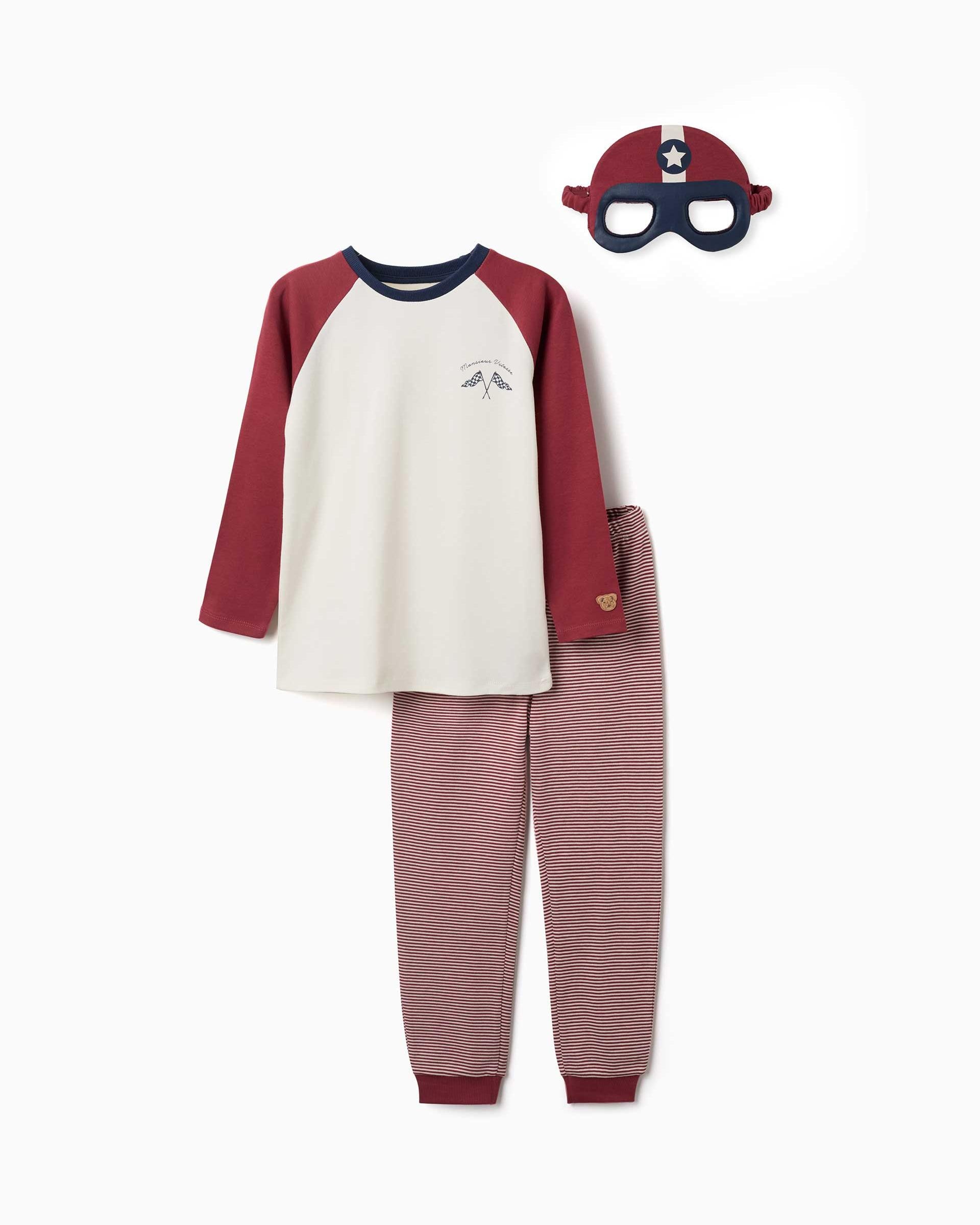 Imagen 0 de Pijama de niño 100% algodón y con estampado de coches Rojo