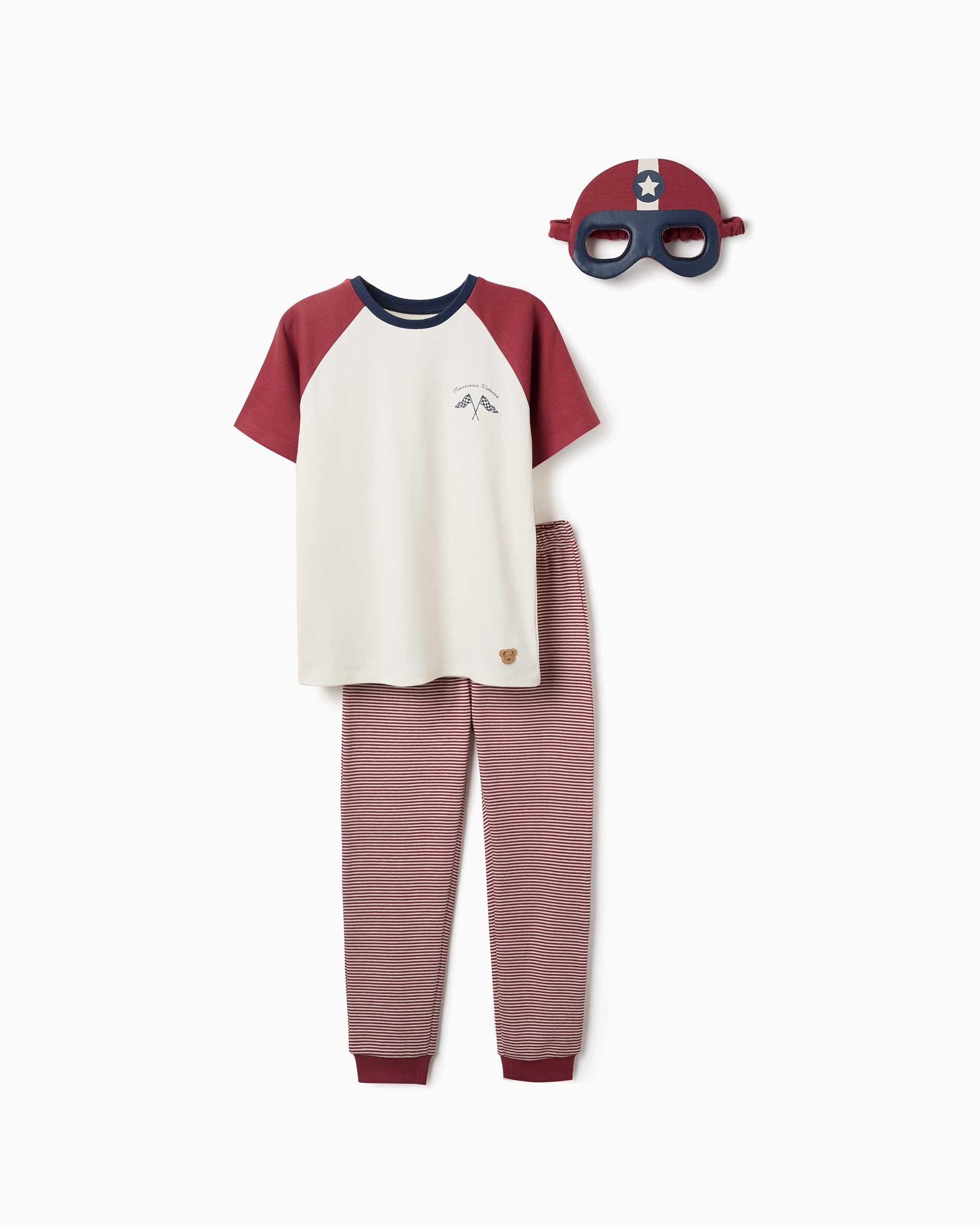 Imagen 0 de Pijama de niño 100% algodón y con estampado de coches Rojo