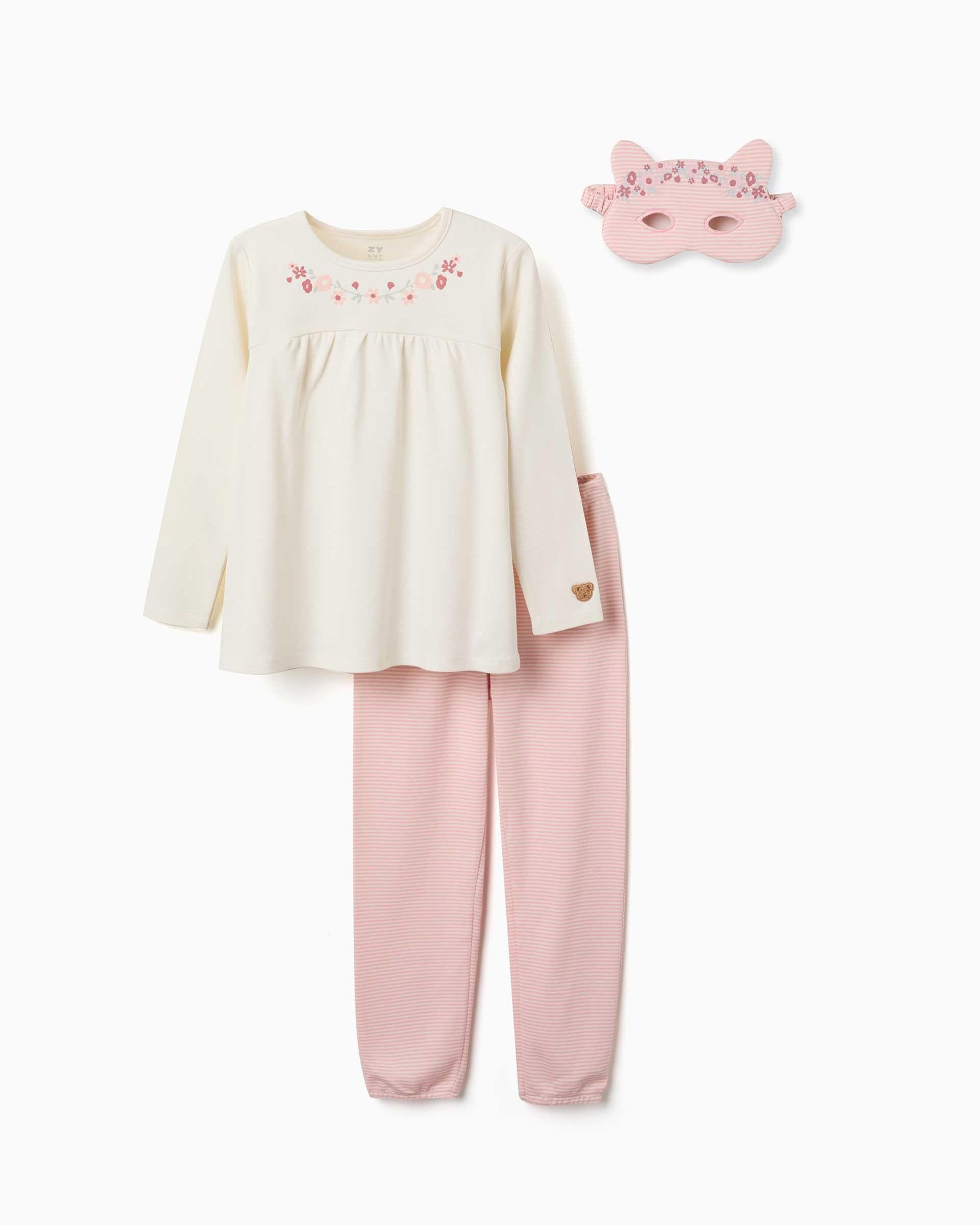 Imagen 1 de Pijama de niña 100% algodón y con estampado floral Blanco