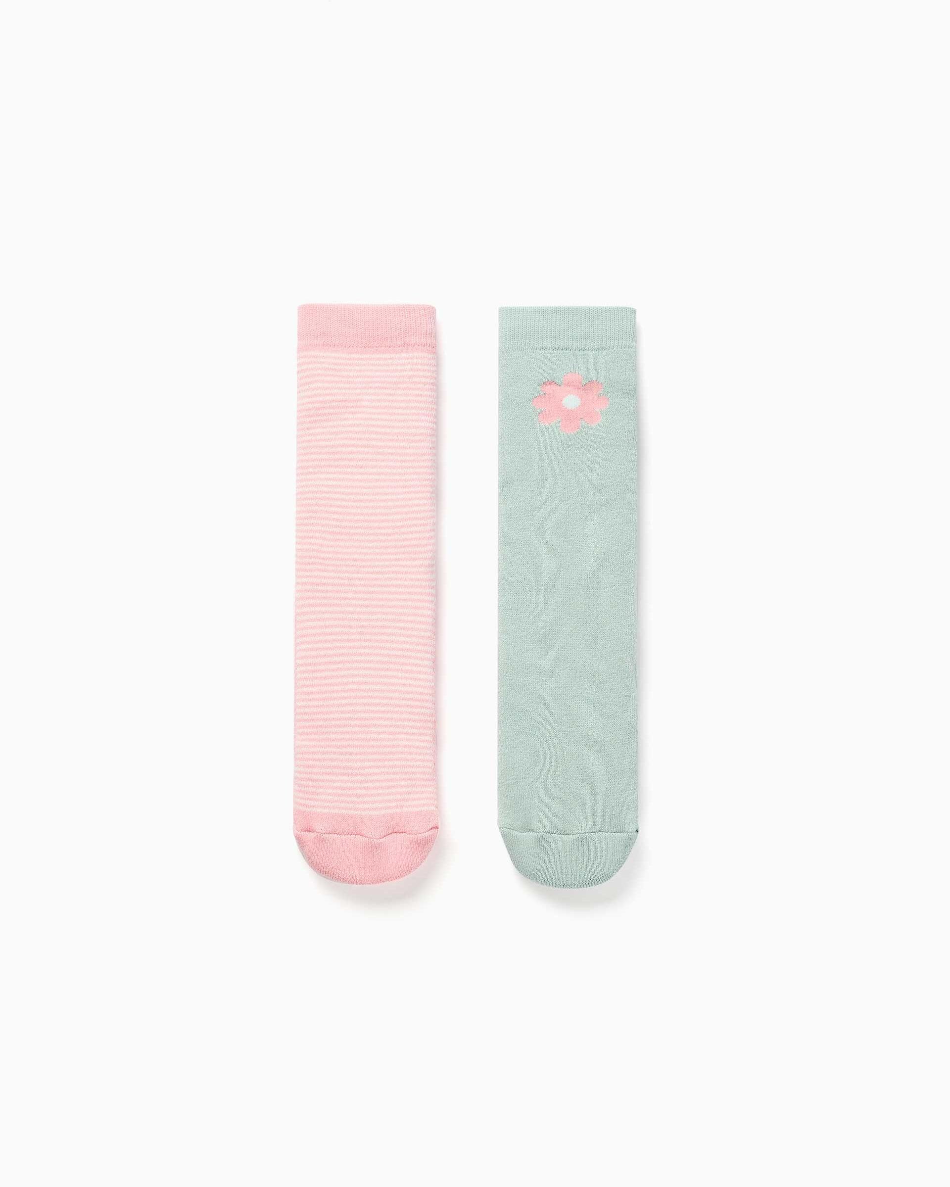 Pack de 2 calcetines de niña antideslizantes y con forro de rizo - Zippy - Multicolor Multicolor-1