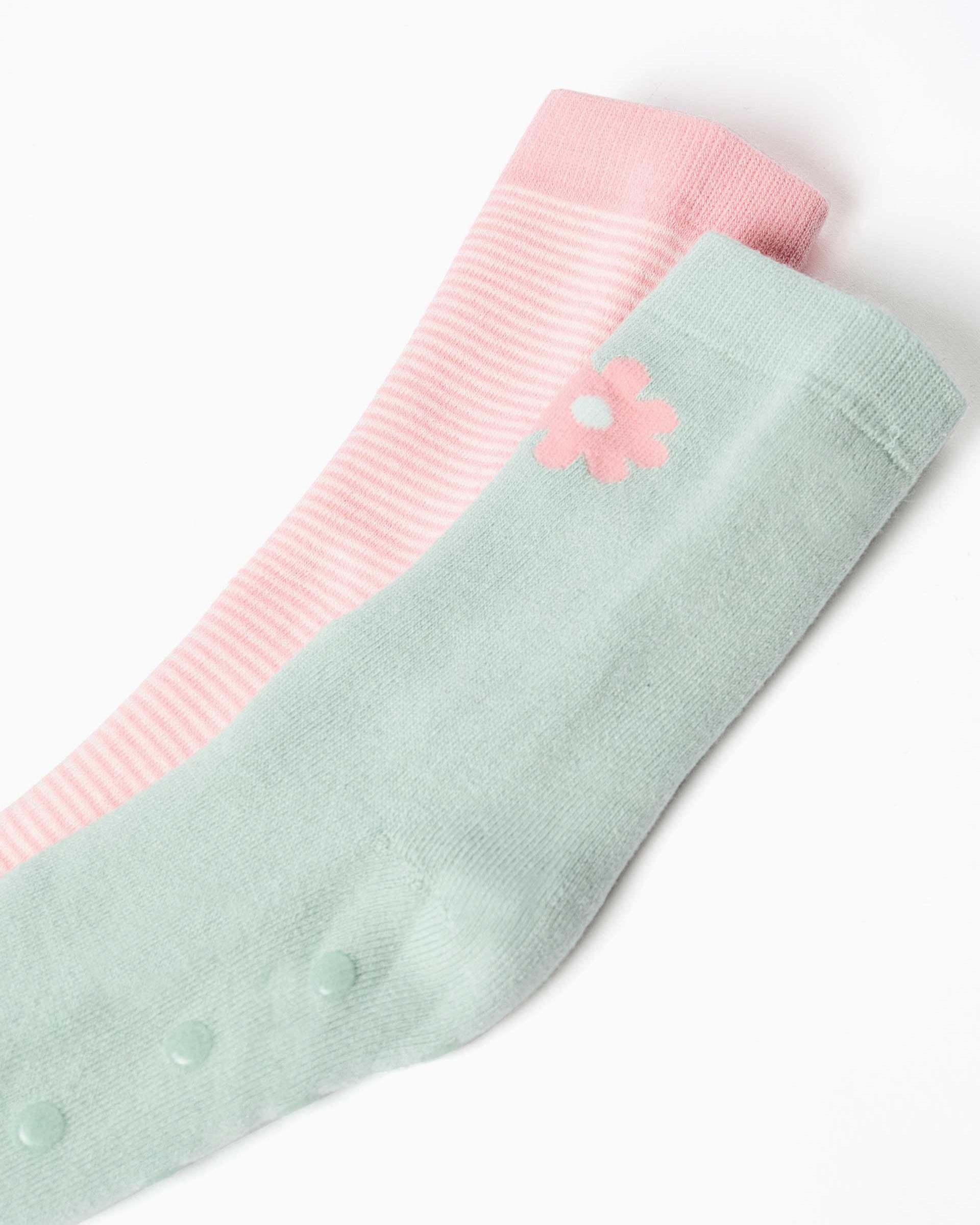 Pack de 2 calcetines de niña antideslizantes y con forro de rizo - Zippy - Multicolor Multicolor-2