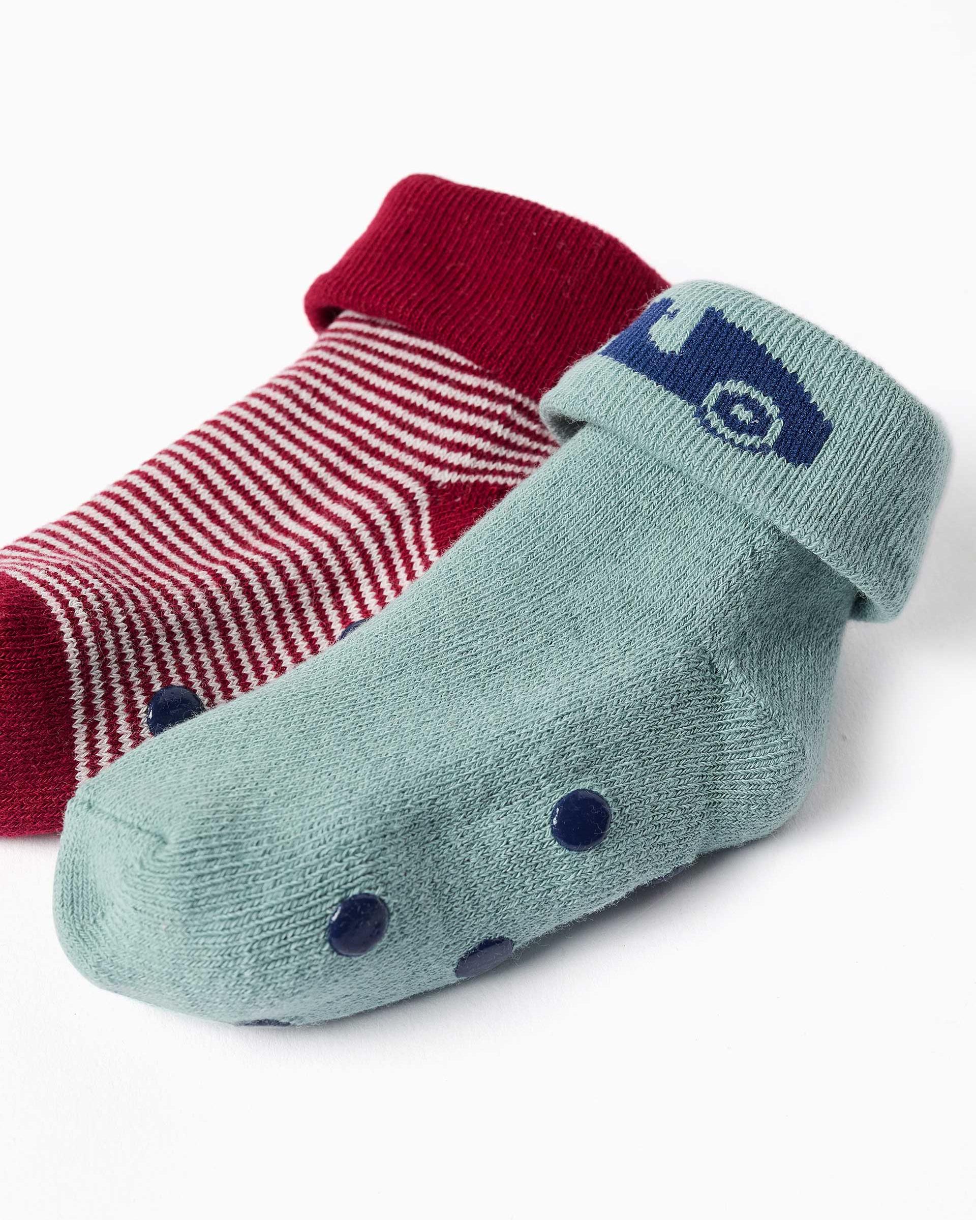 Pack de 2 calcetines de bebé niño con forro de rizo y antideslizantes - Zippy - Multicolor Multicolor-2