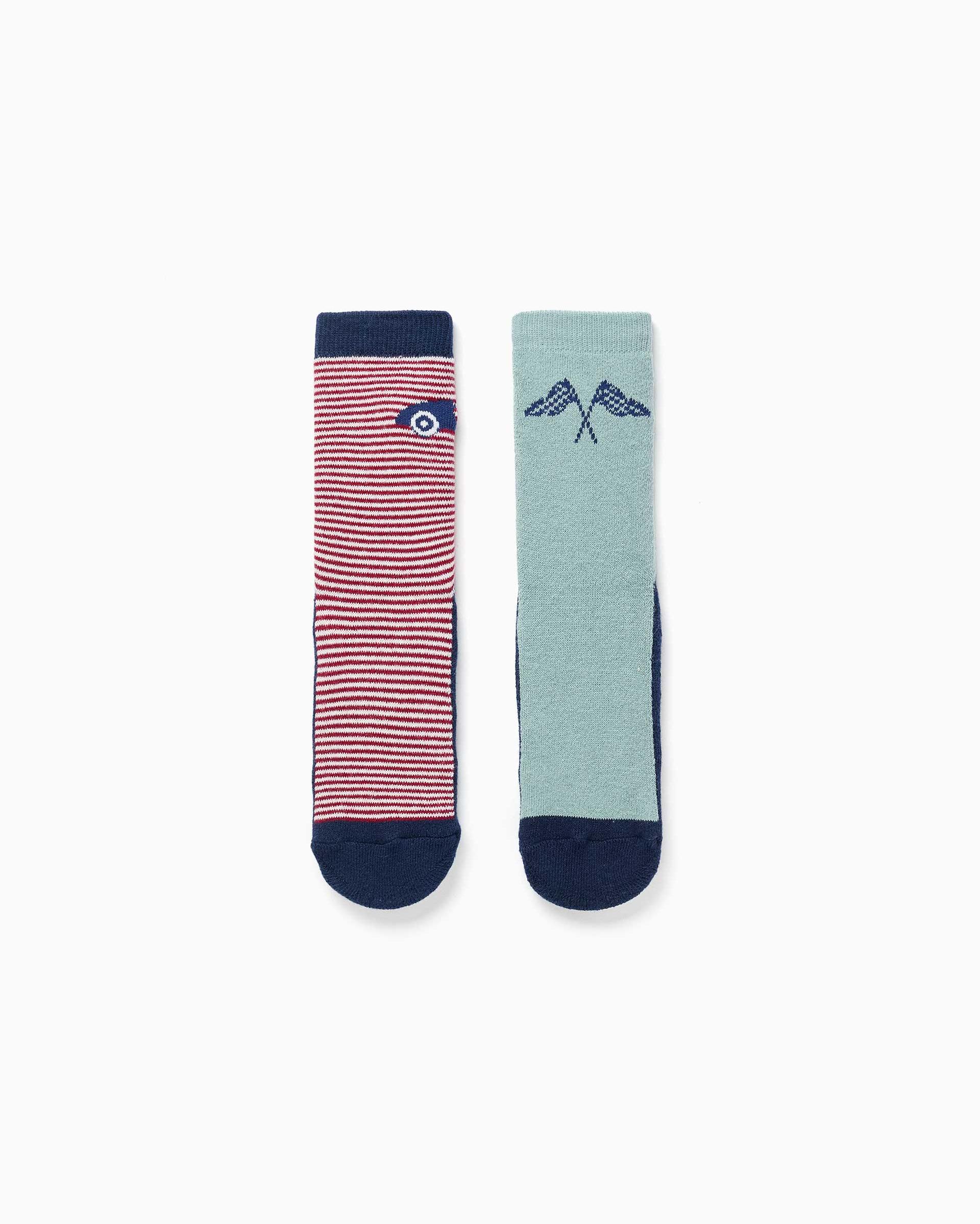 Imagen 0 de Pack de 2 calcetines cortos de niño antideslizantes y con forro de rizo Multicolor