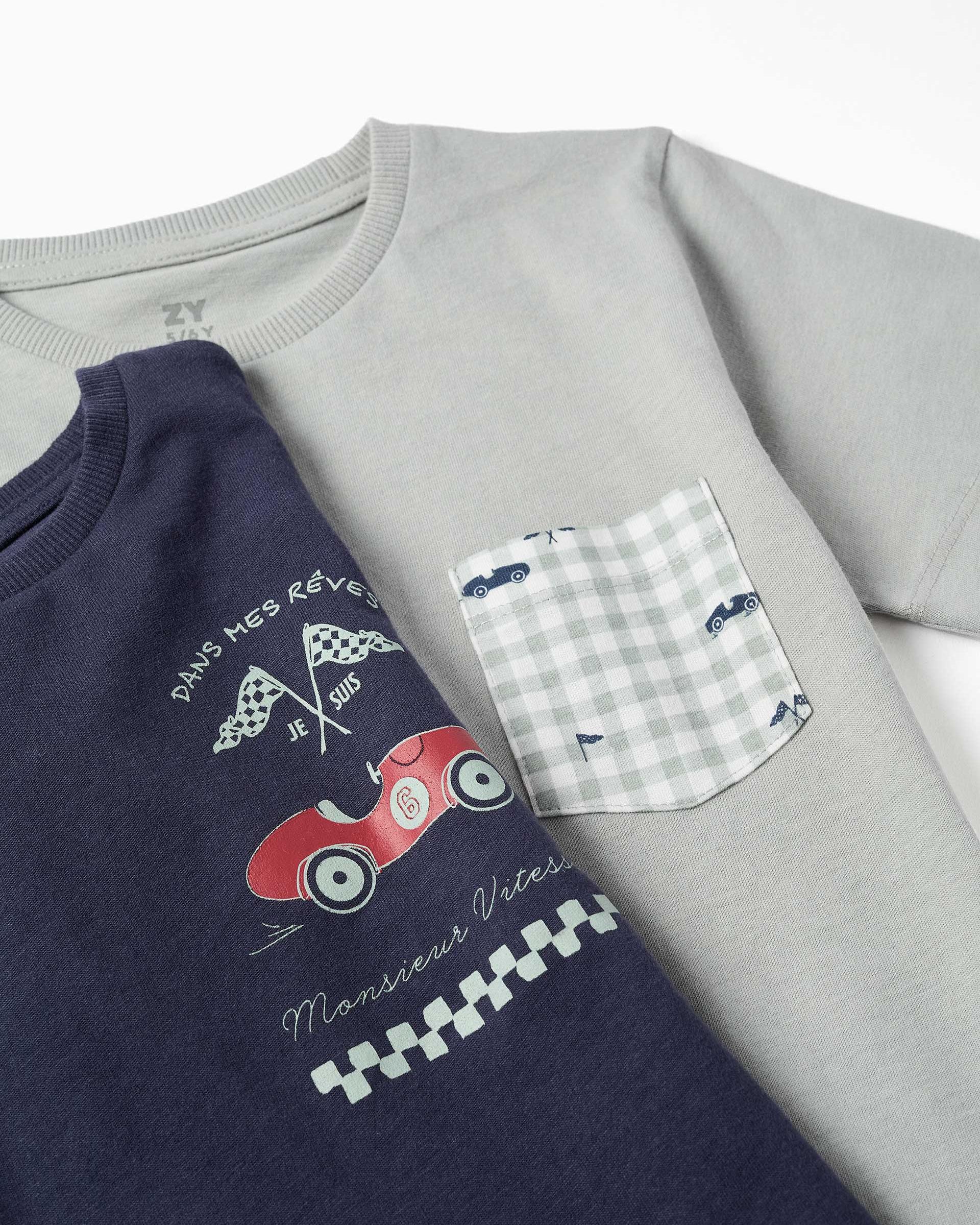 Pack de 2 pijamas de niño 100% algodón y con estampado de coches - Zippy - Multicolor Multicolor-4