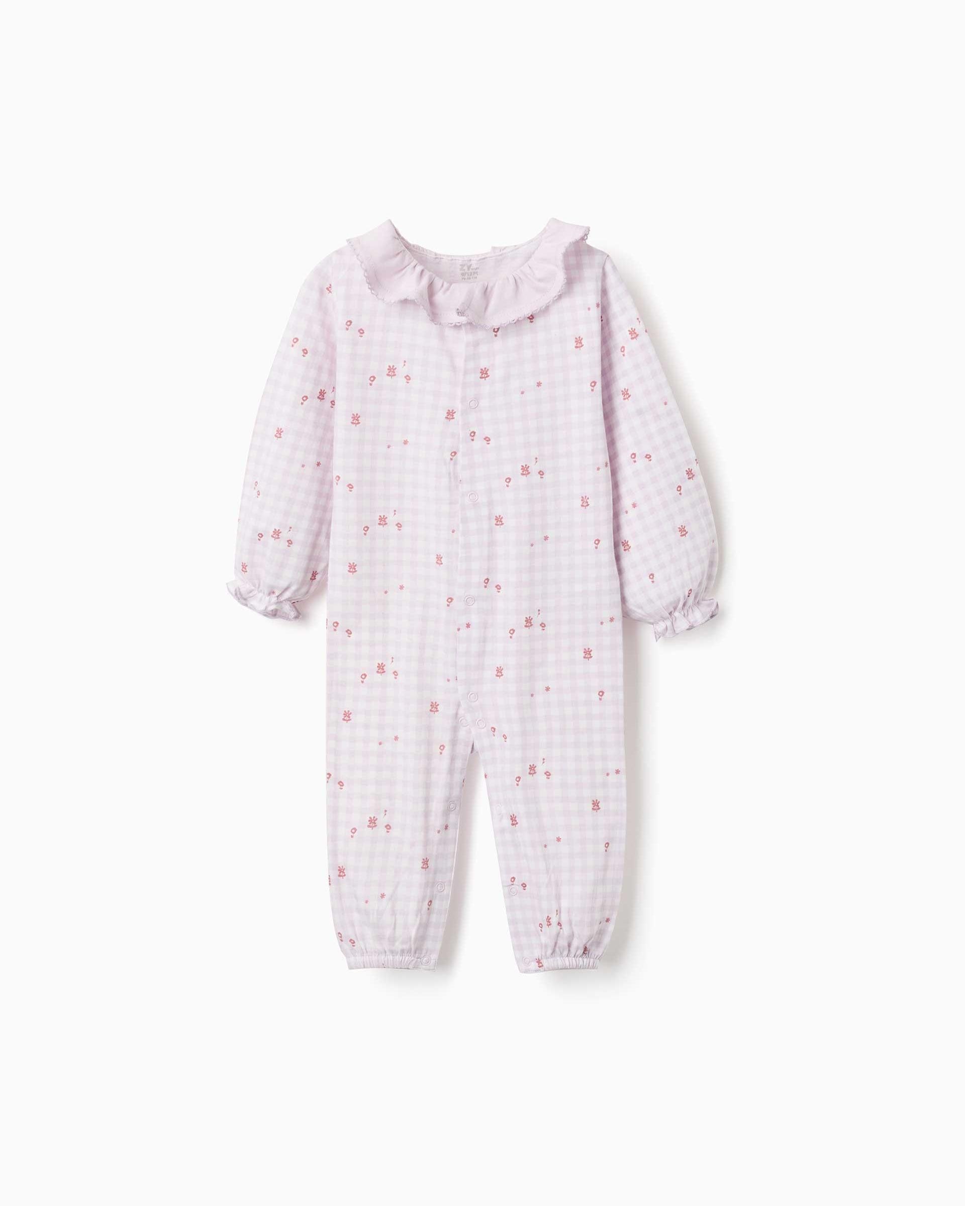 Imagen 0 de Pijama de bebé niña 100% algodón y con estampado vichy Rosa