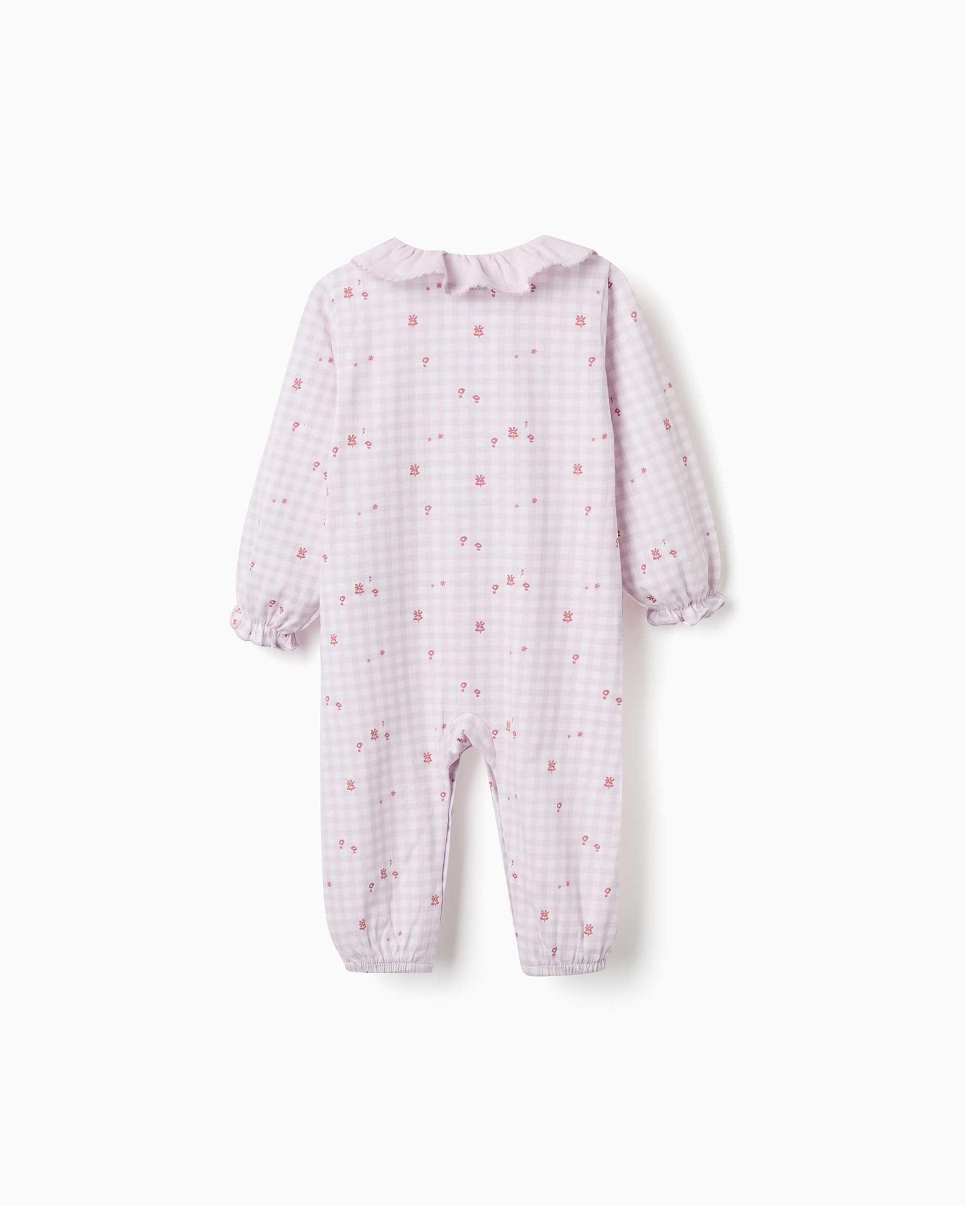 Pijama de bebé niña 100% algodón y con estampado vichy - Zippy - Rosa Rosa-3