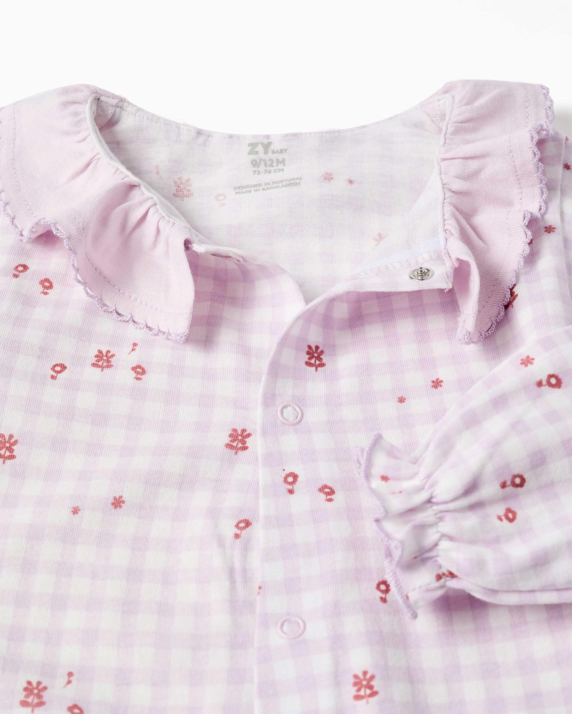 Pijama de bebé niña 100% algodón y con estampado vichy - Zippy - Rosa Rosa-2