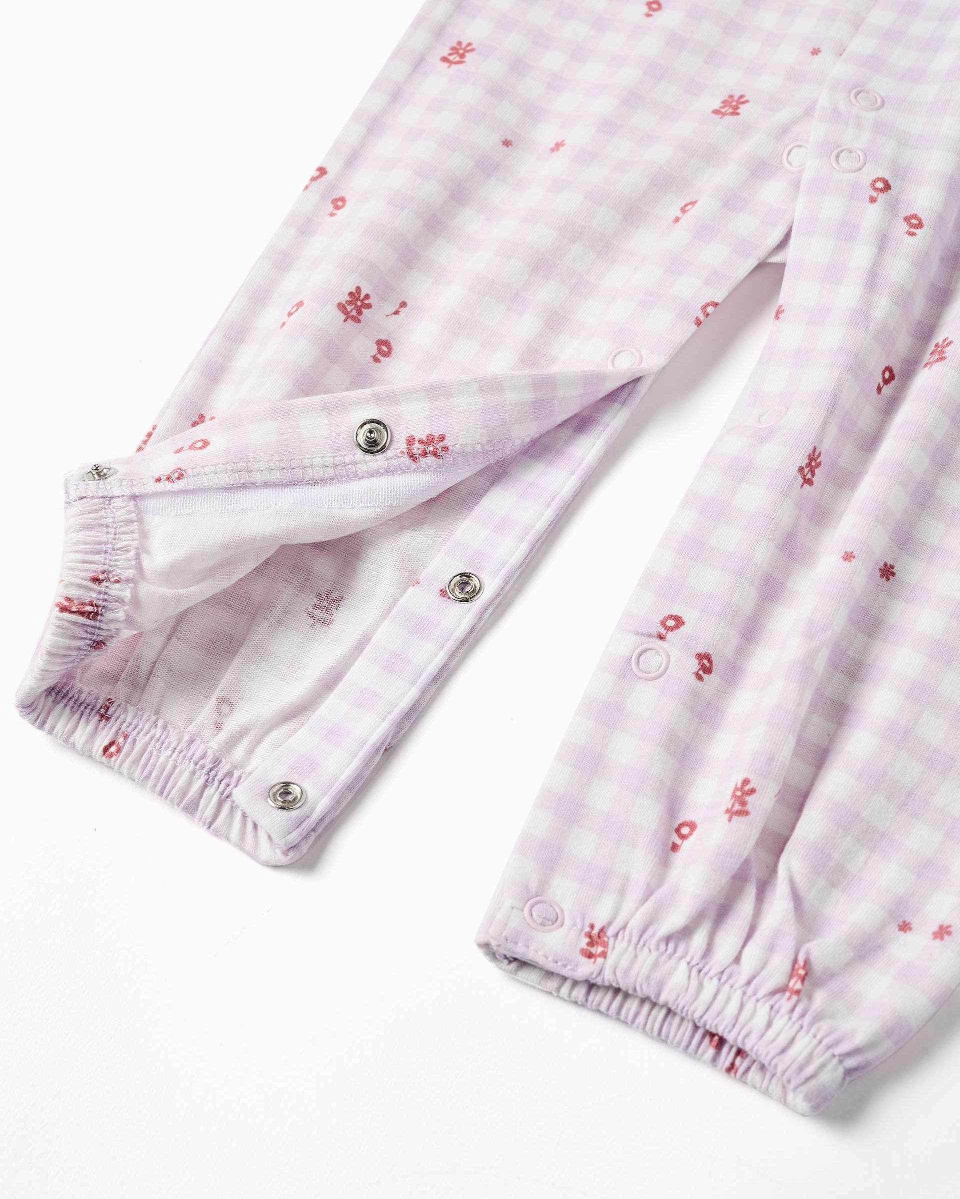 Pijama de bebé niña 100% algodón y con estampado vichy - Zippy - Rosa Rosa-4