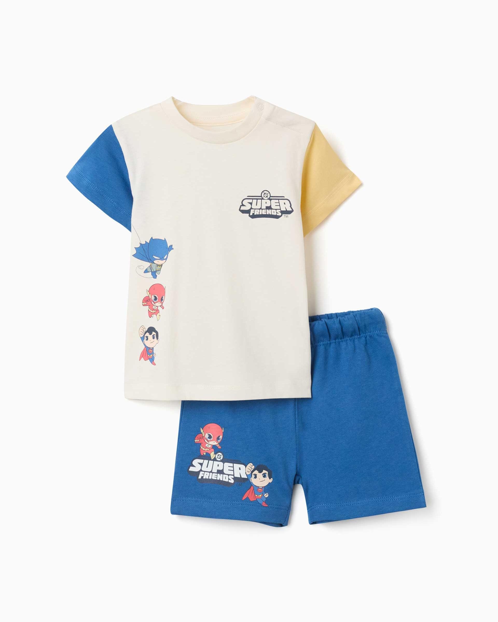 Conjunto de bebé niño 100% algodón y con estampado super friends - Zippy - Azul Azul-1