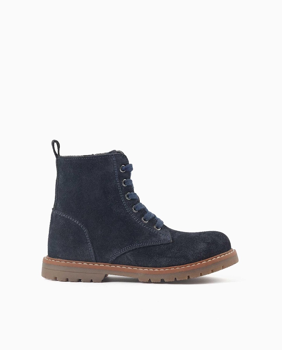 Imagen 1 de Botas de niña de ante y con cordones - Zippy - Azul Azul