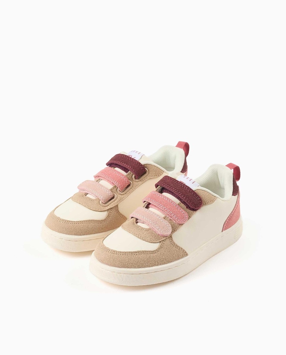 Zapatillas bajas de niña con tiras autoadherentes y suela antideslizante - Zippy - Rosa Rosa-2