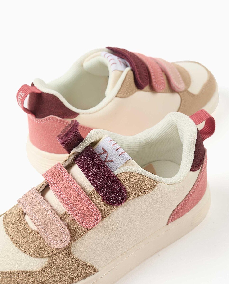 Zapatillas bajas de niña con tiras autoadherentes y suela antideslizante - Zippy - Rosa Rosa-4