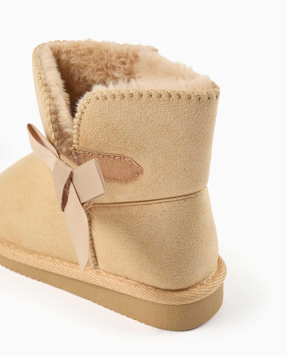 Imagen 4 de Botas de bebé niña con forro de peluche y lazo - Zippy - Beige Beige