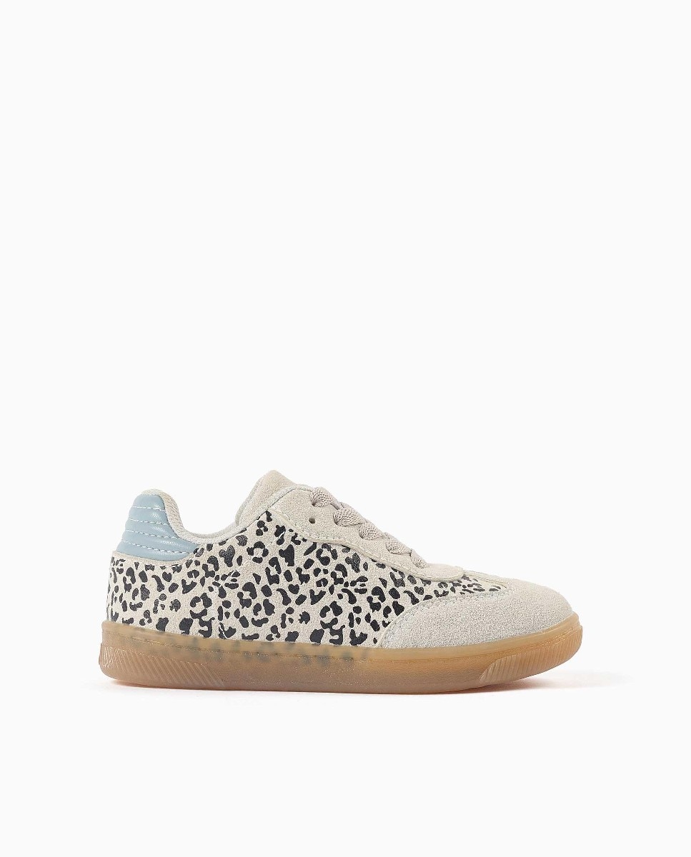Imagen 1 de Zapatillas bajas de niña de ante y con estampado animal Azul