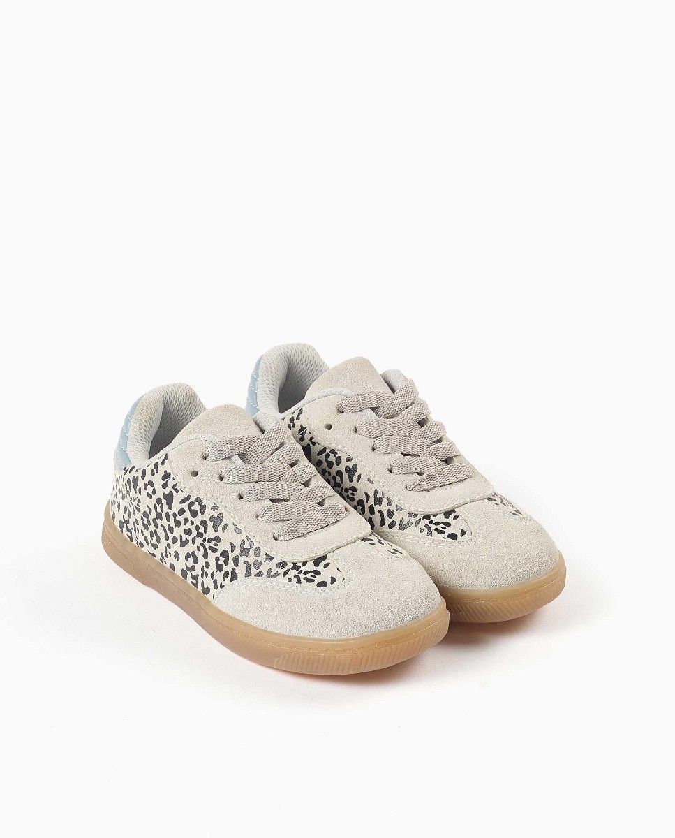Imagen 2 de Zapatillas bajas de niña de ante y con estampado animal - Zippy - Azul Azul