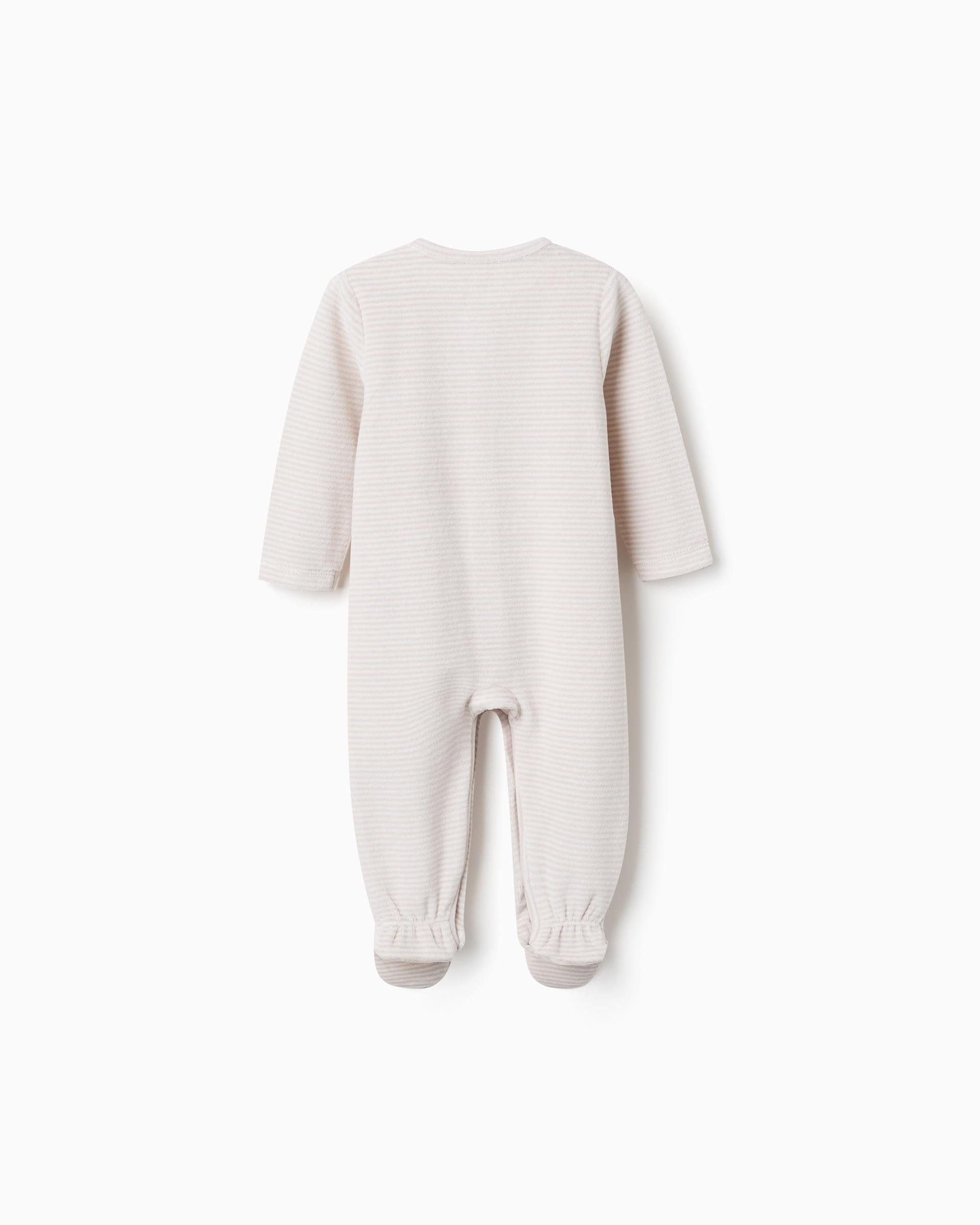 Pack de 2 pijamas peleles de bebé de terciopelo y con automáticos - Zippy - Beige Beige-3