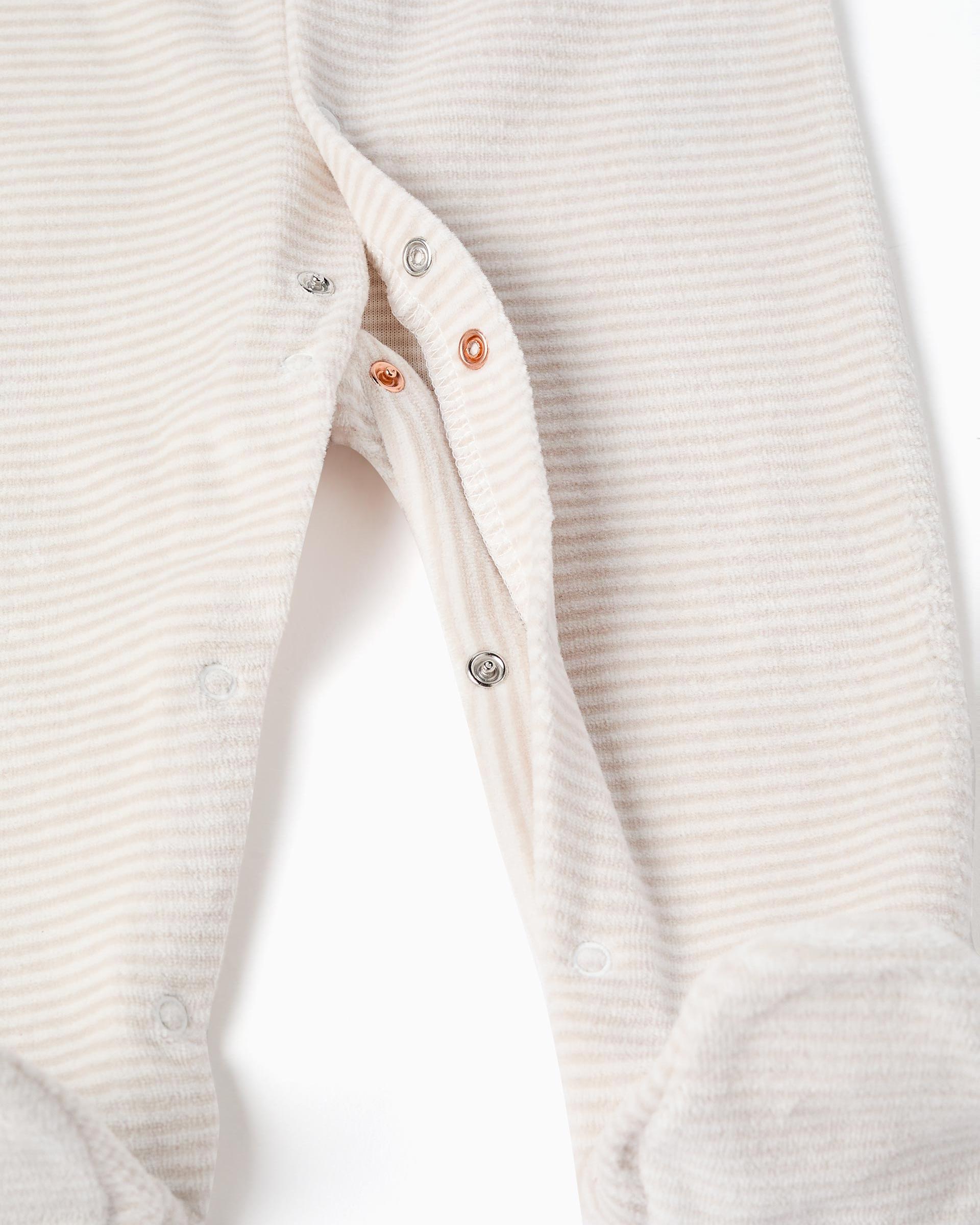 Pack de 2 pijamas peleles de bebé de terciopelo y con automáticos - Zippy - Beige Beige-4
