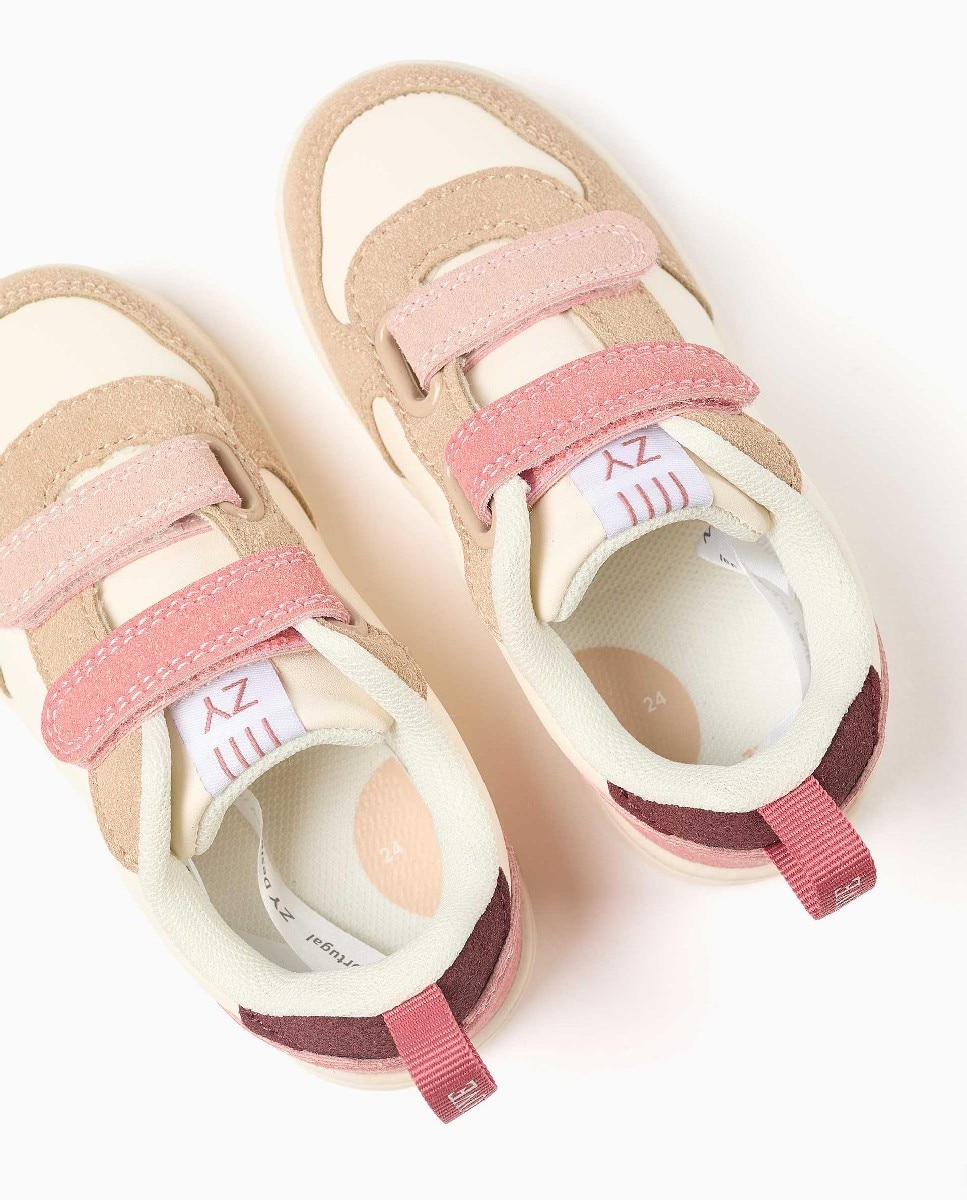 Zapatillas deportivas de bebé niña con tiras autoadherentes y suela antideslizante - Zippy - Rosa Rosa-3