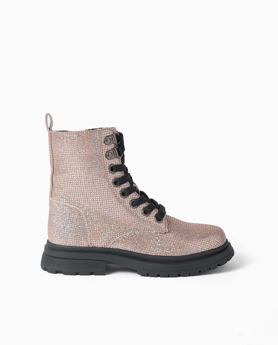 Botas de niña con purpurina y cordones - Zippy - Gris Gris-1