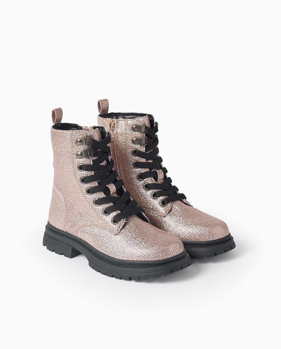 Botas de niña con purpurina y cordones - Zippy - Gris Gris-2