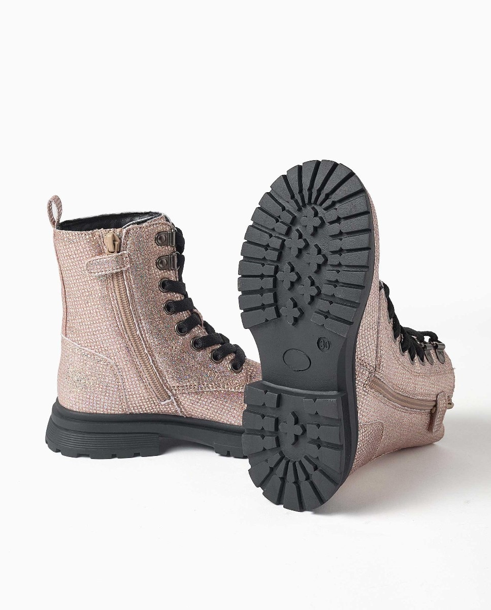 Botas de niña con purpurina y cordones - Zippy - Gris Gris-3