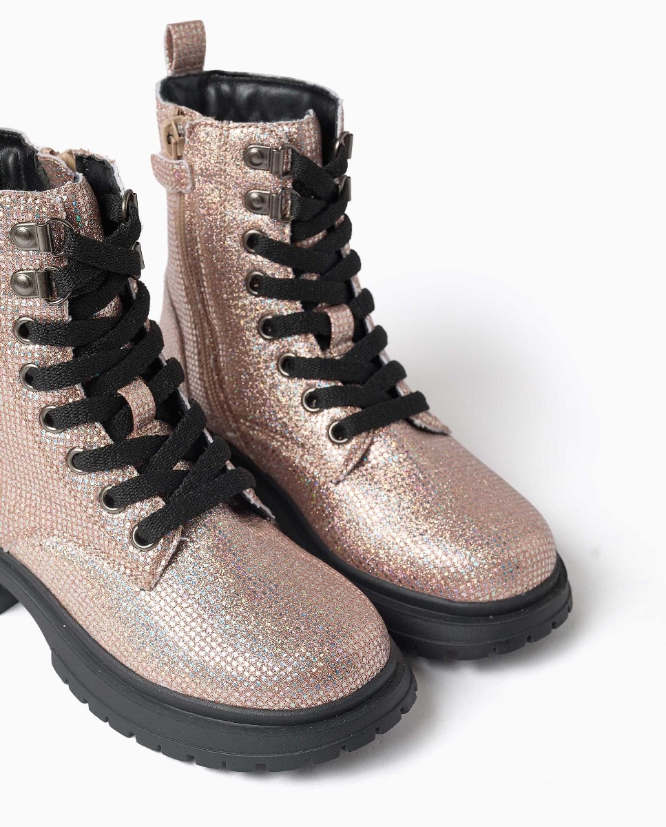 Botas de niña con purpurina y cordones - Zippy - Gris Gris-4