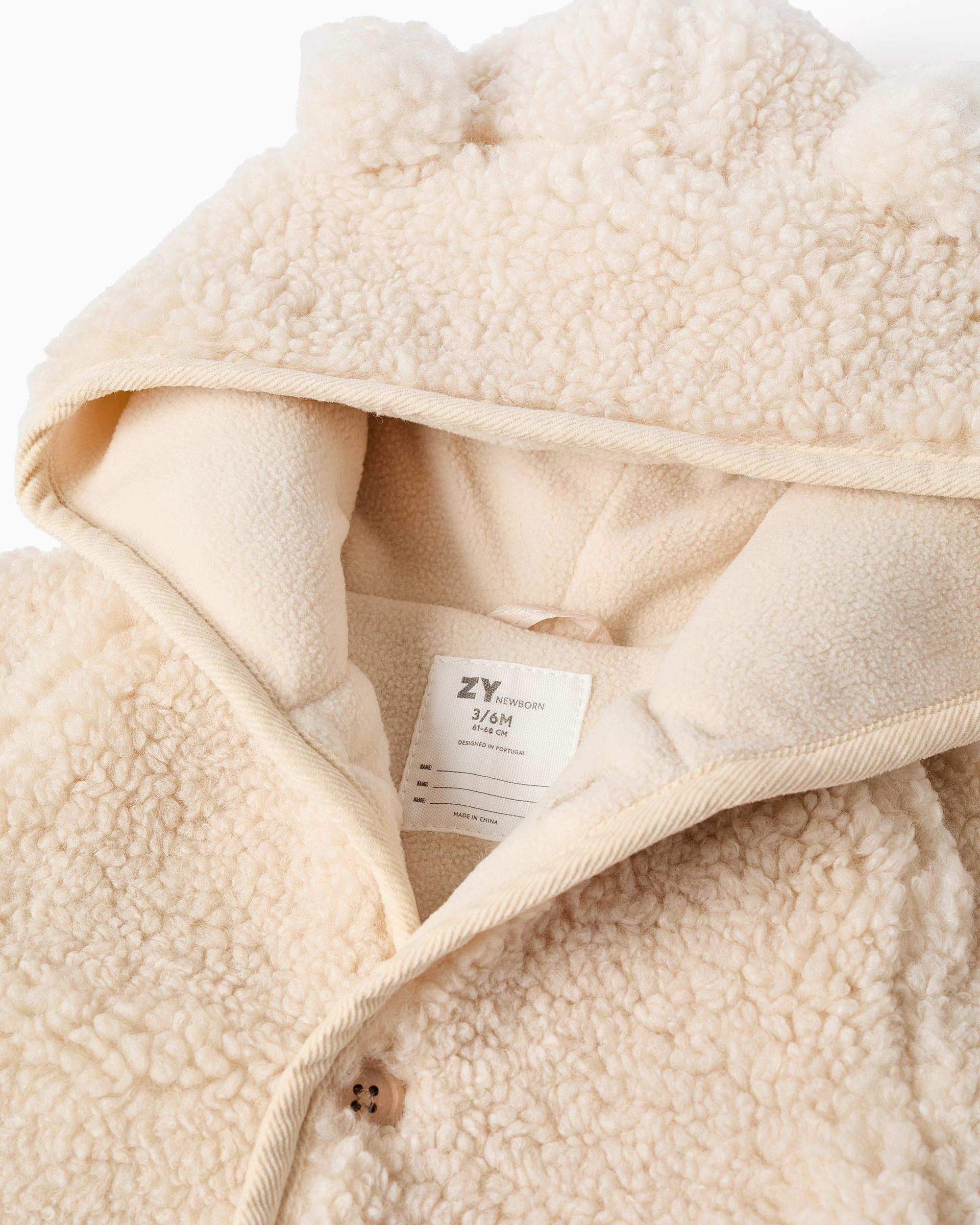 Abrigo de paño de bebé niño con capucha y forro polar - Zippy - Beige Beige-2
