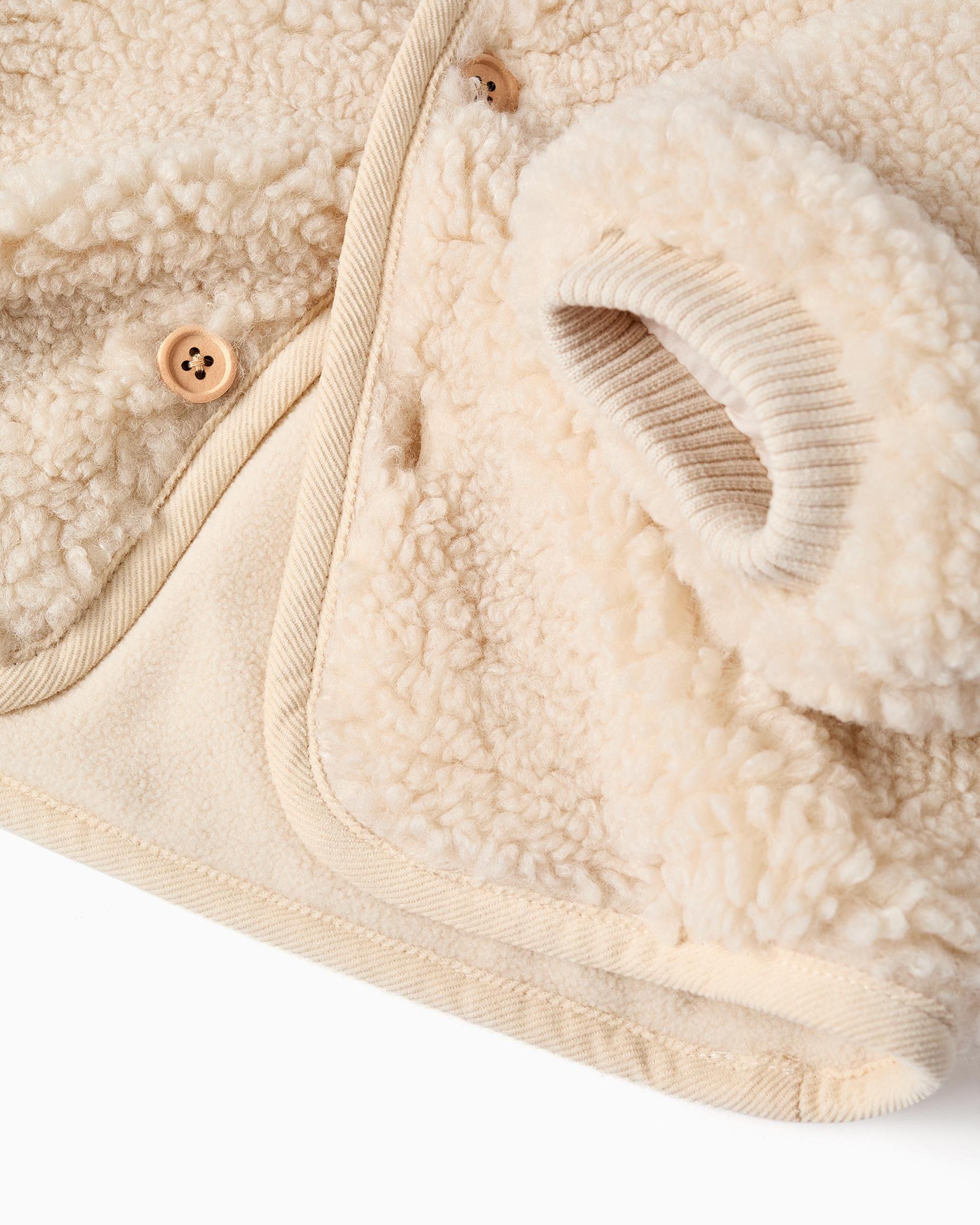 Abrigo de paño de bebé niño con capucha y forro polar - Zippy - Beige Beige-4