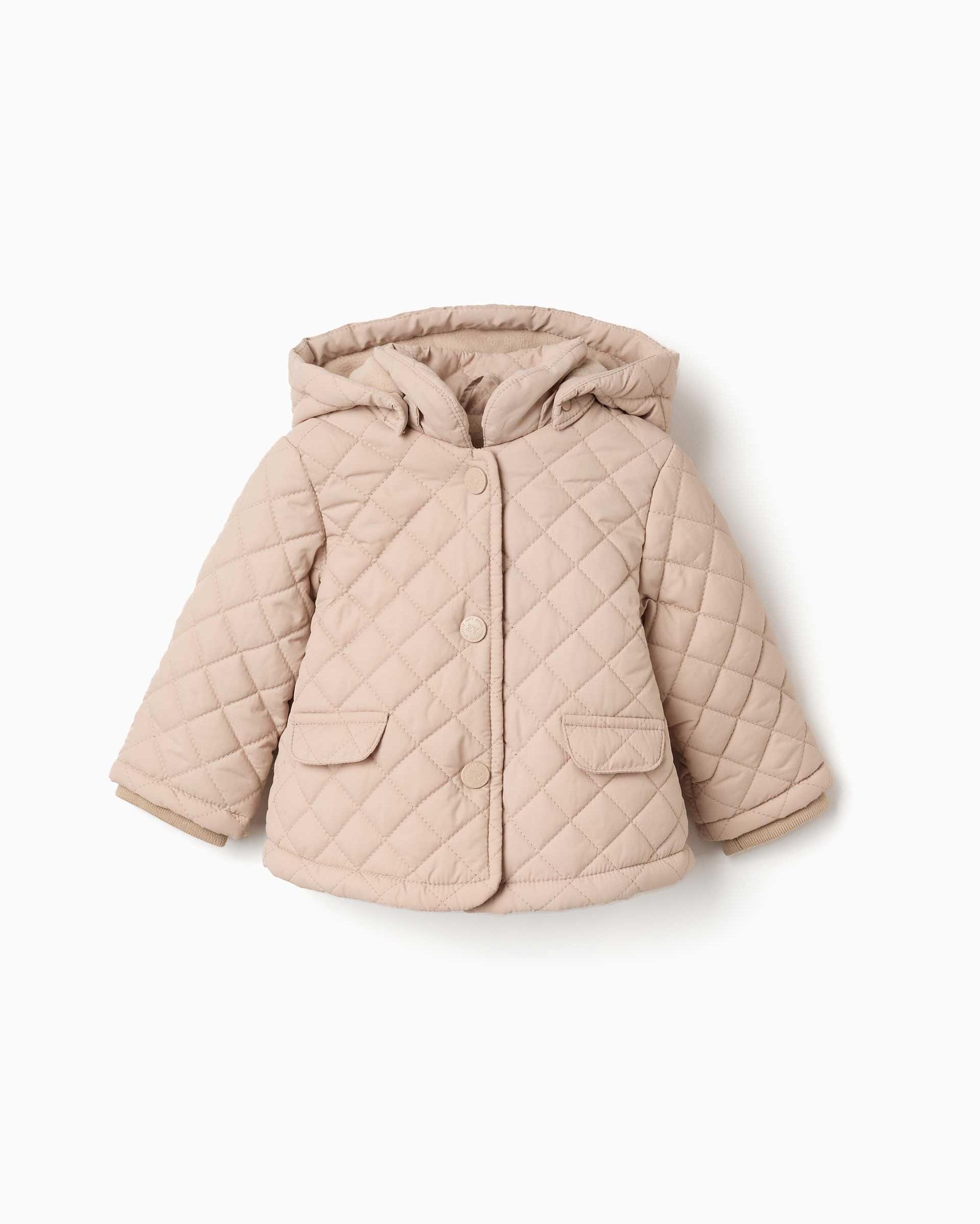 Imagen 0 de Parka de bebé niña acolchada y con capucha desmontable Beige