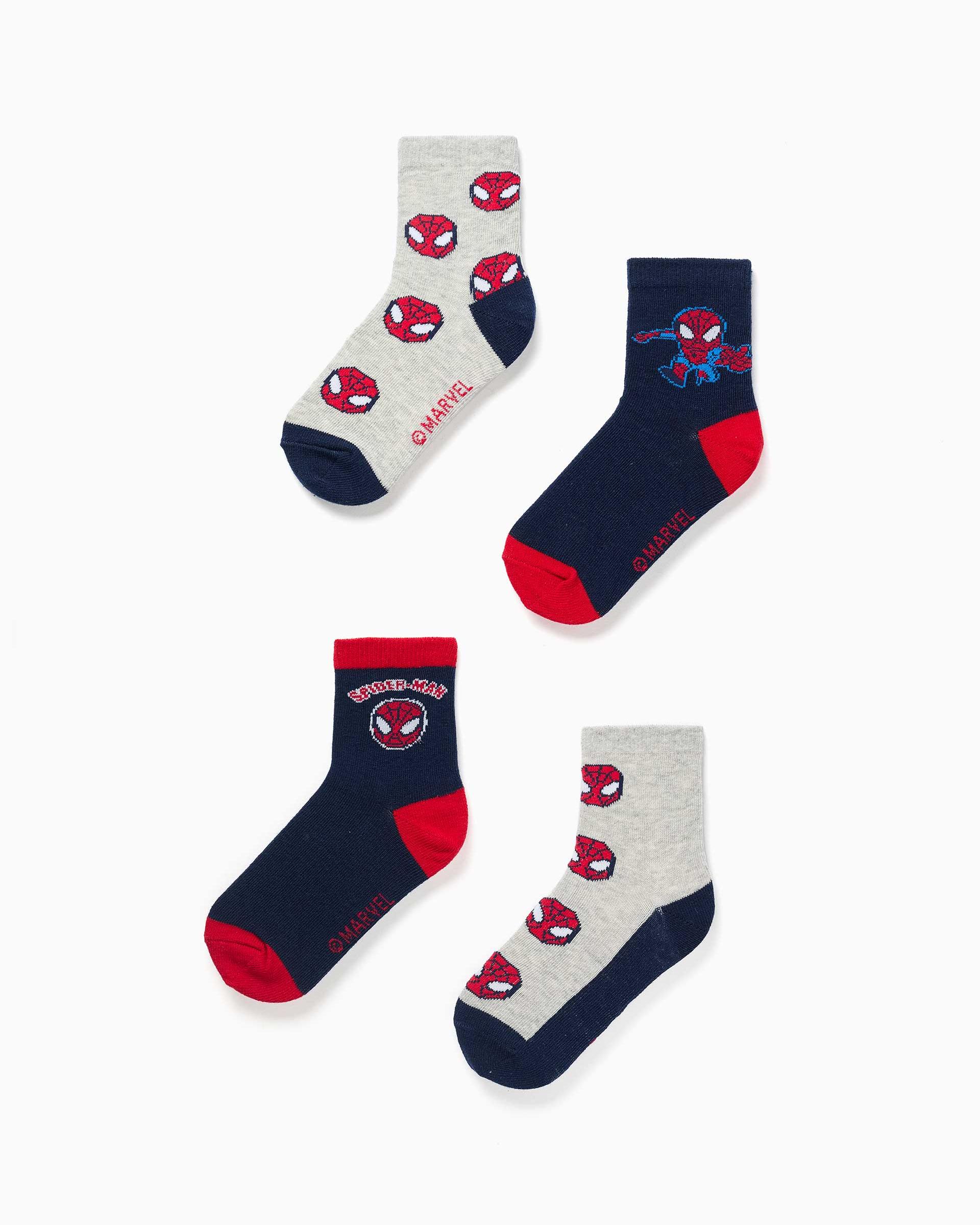 Imagen 1 de Pack de 4 calcetines de niño con motivo spider man y caña acanalada Multicolor
