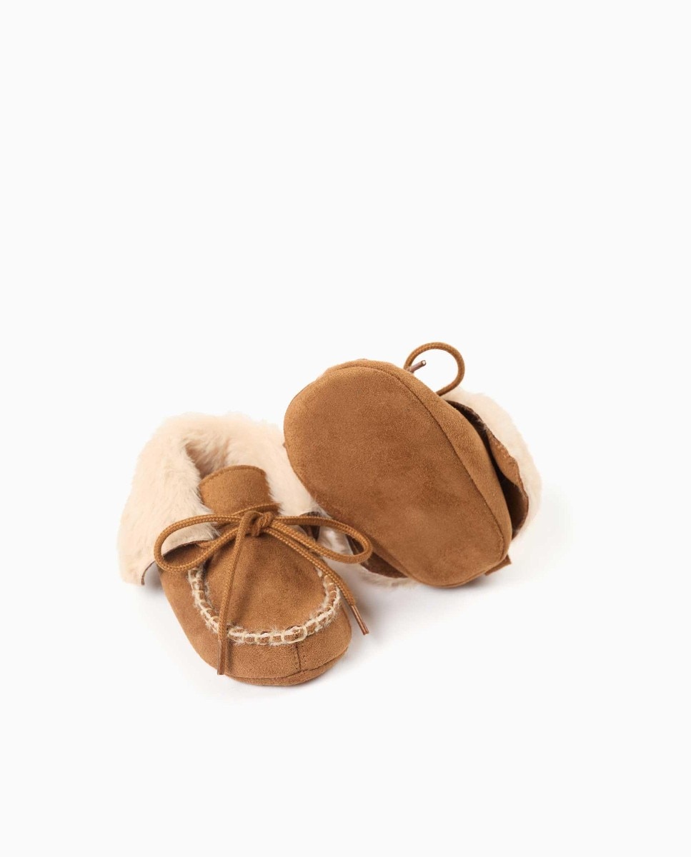 Pepitos de bebé con forro de pelo y cordones - Zippy - Camel Camel-3