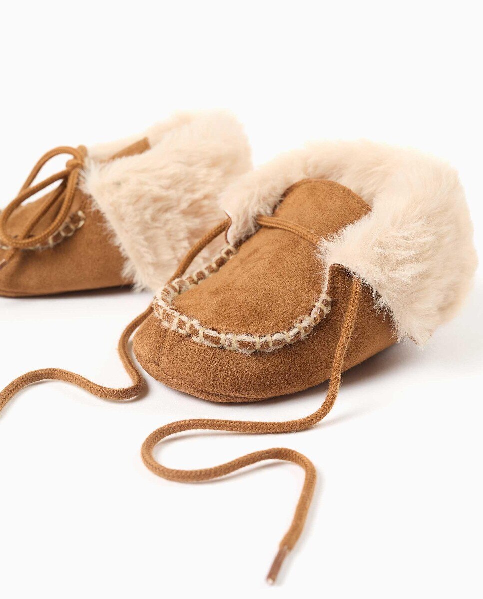 Pepitos de bebé con forro de pelo y cordones - Zippy - Camel Camel-4