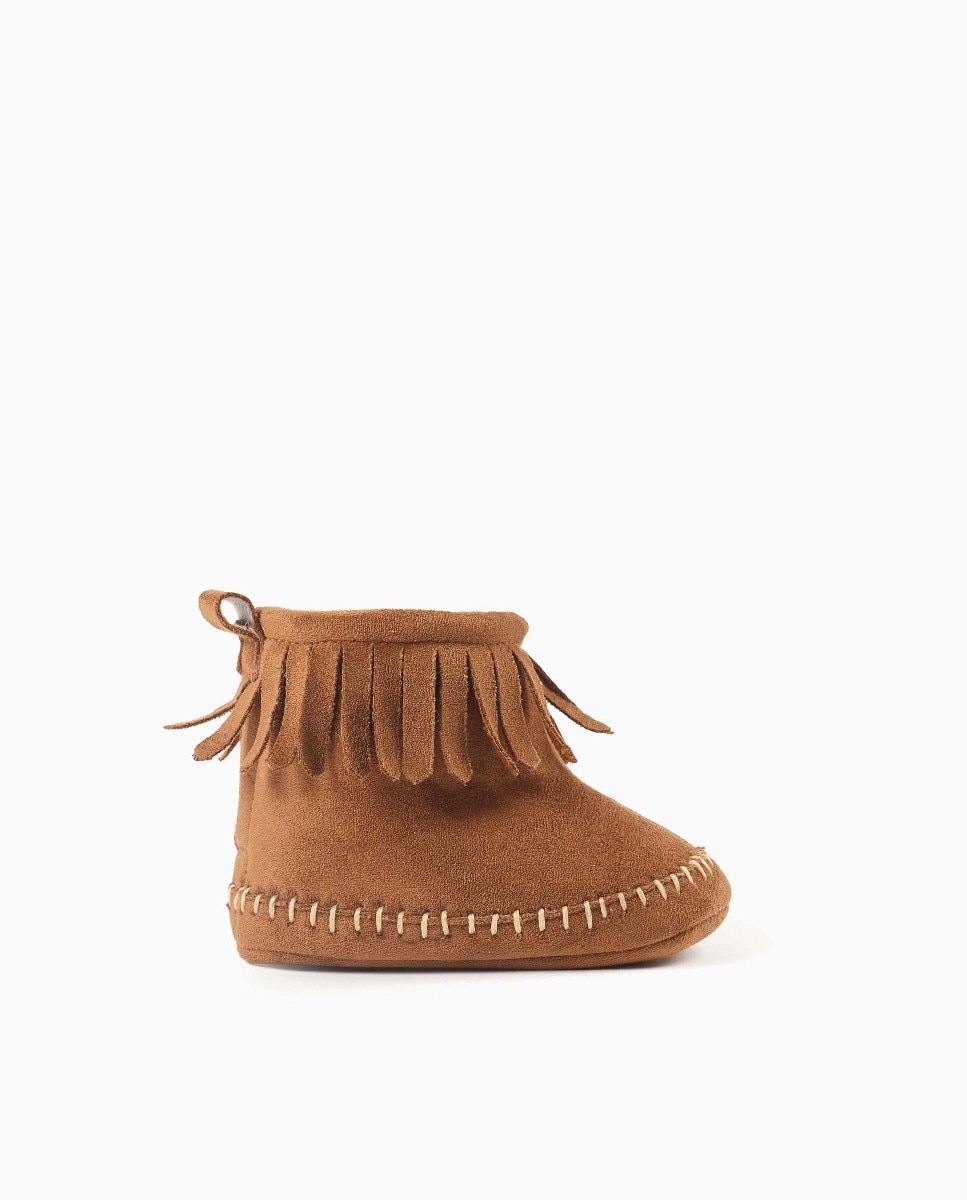 Pepitos de bebé niña con flecos y tira autoadherente - Zippy - Camel Camel-1