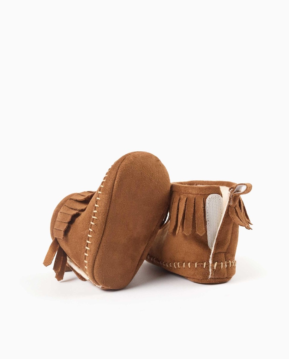Pepitos de bebé niña con flecos y tira autoadherente - Zippy - Camel Camel-3