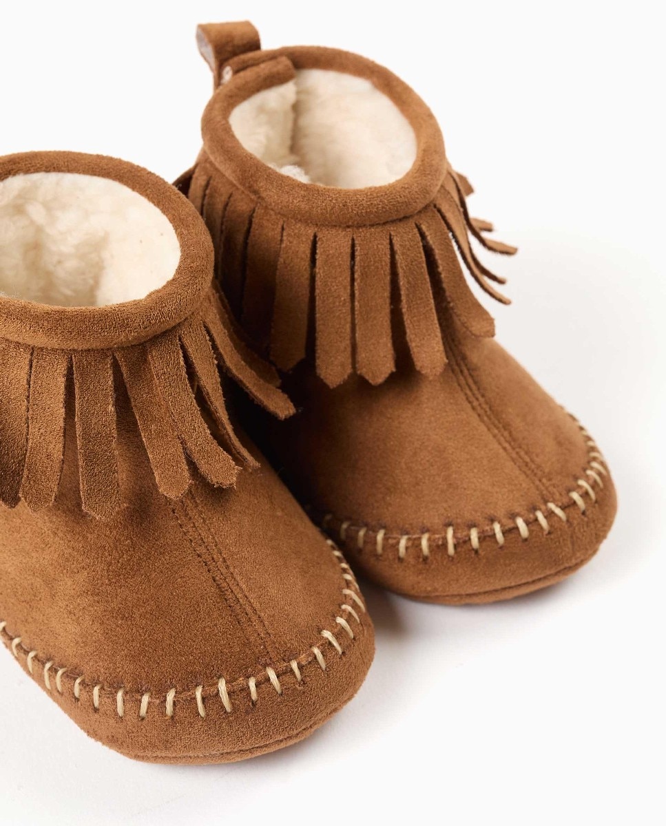 Pepitos de bebé niña con flecos y tira autoadherente - Zippy - Camel Camel-4