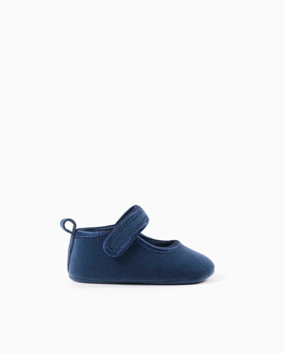Pepitos de bebé niña de terciopelo y con tira autoadherente - Zippy - Azul marino Azul marino-1