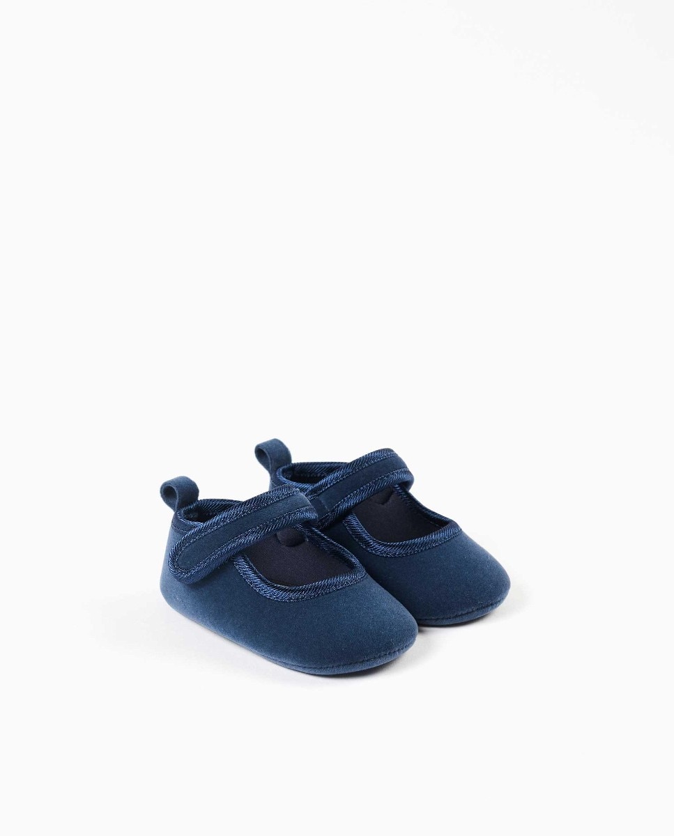 Pepitos de bebé niña de terciopelo y con tira autoadherente - Zippy - Azul marino Azul marino-2