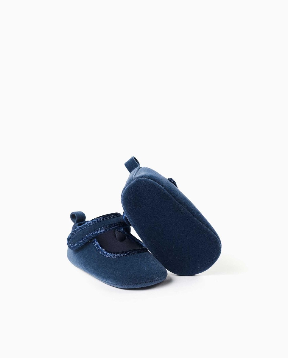 Pepitos de bebé niña de terciopelo y con tira autoadherente - Zippy - Azul marino Azul marino-3